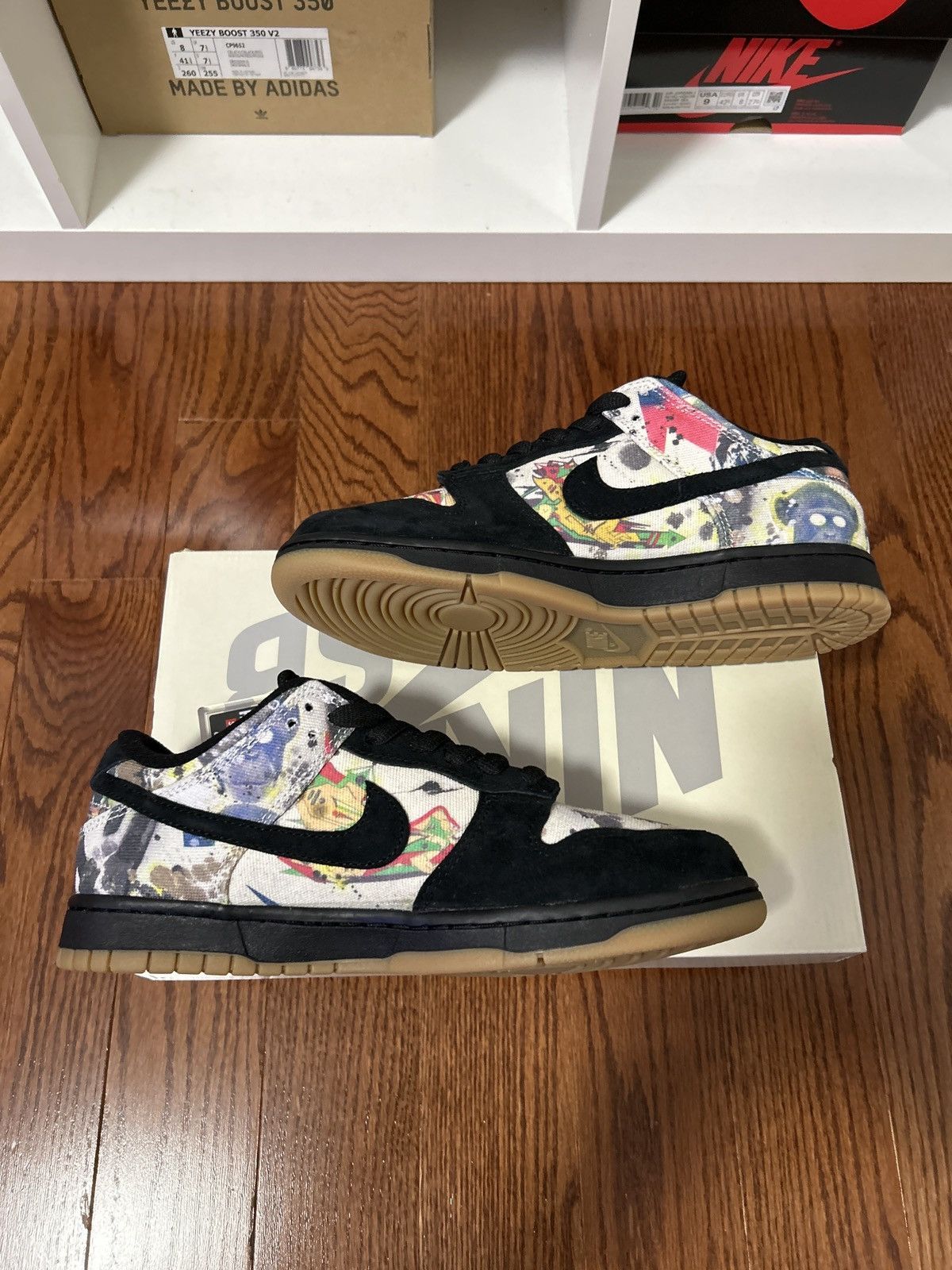 image of Nike Sb Dunk Low Supreme Rammellzee Shoes in Black, Men's (Size 7.5)