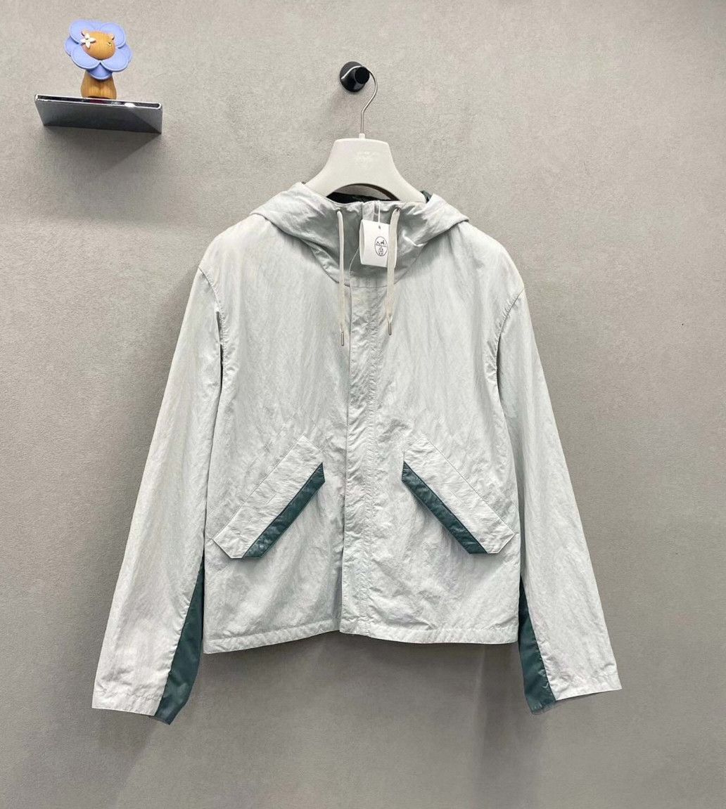 Hermes Hermes Teal Cotton Hooded Drawstring Long Sleeve Jacket Wi Size US M / EU 48-50 / 2 - 1 Thumbnail
