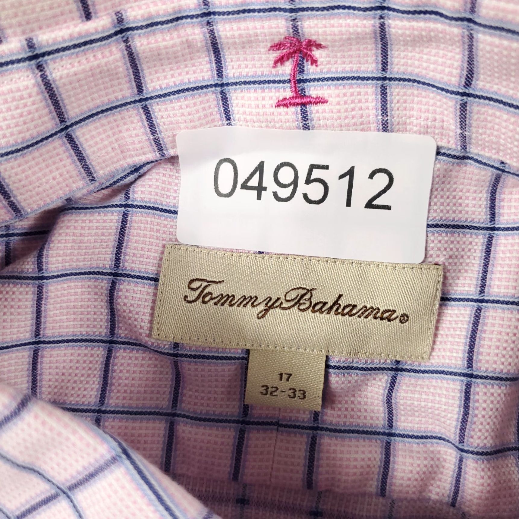 Tommy Bahama Tommy Bahama Shirt Mens 17 Pink Check Dress Button Up Long Sleeve Collared 100% Cotton Regular Size 46R - 7 Thumbnail
