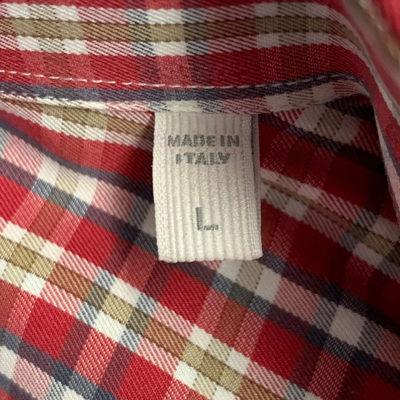 Ermenegildo Zegna ERMENEGILDO ZEGNA Red Brown Plaid Cotton Curved Cutaway Size US L / EU 52-54 / 3 - 6 Thumbnail