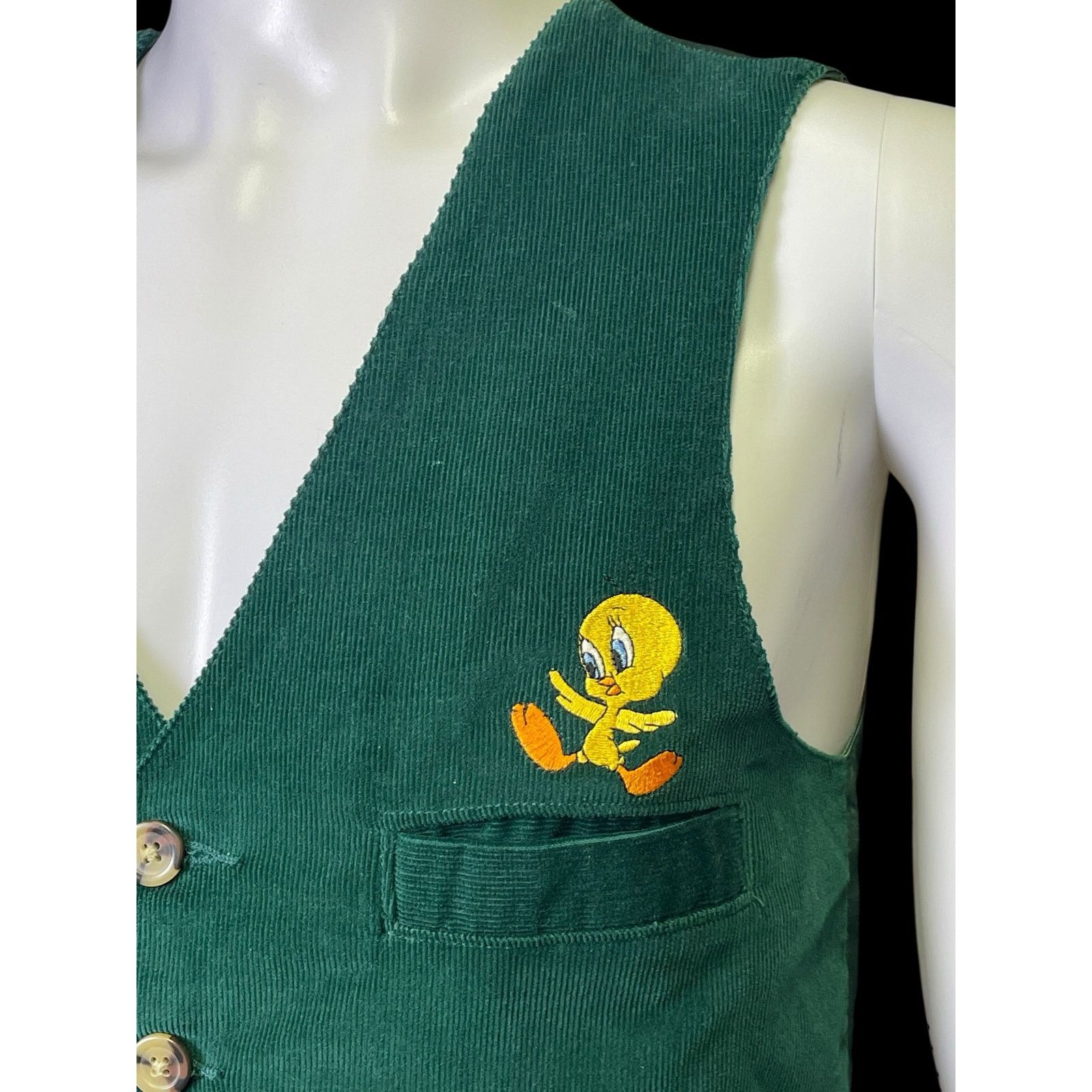 Warner Bros 1995 Warner Bros Sylvester Tweety Bird Green Sleeveless Vest Size US XS / EU 42 / 0 - 5 Thumbnail