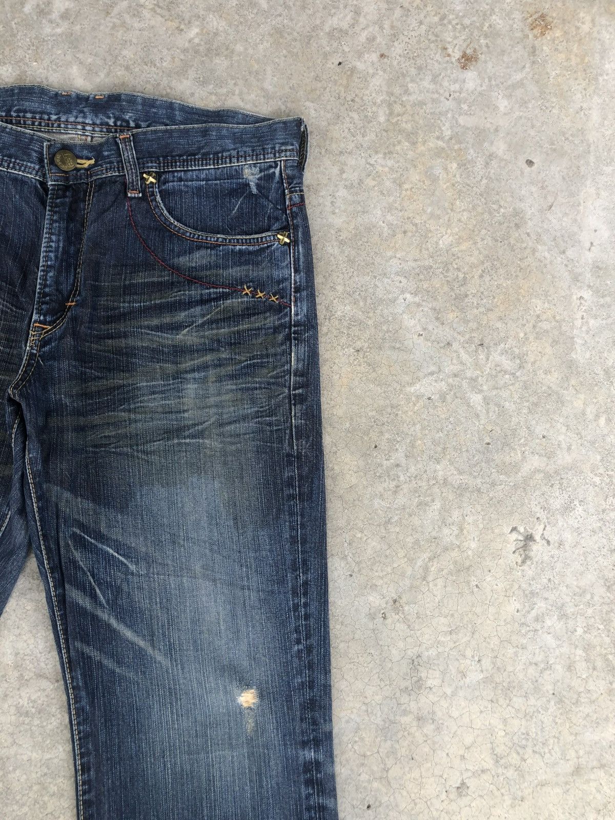 If Six Was Nine Japanese Lee Flared Jeans Distressed Denim Size US 34 / EU 50 - 5 Thumbnail