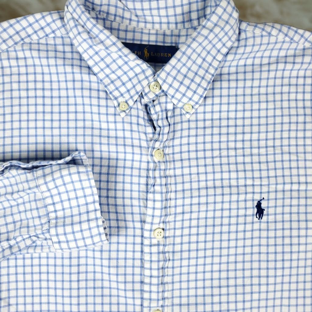 Ralph Lauren Ralph Lauren Shirt Mens XL Blue White Check Casual Button-Up Long Sleeve Button-Down Collared Size US XL / EU 56 / 4 - 1 Thumbnail