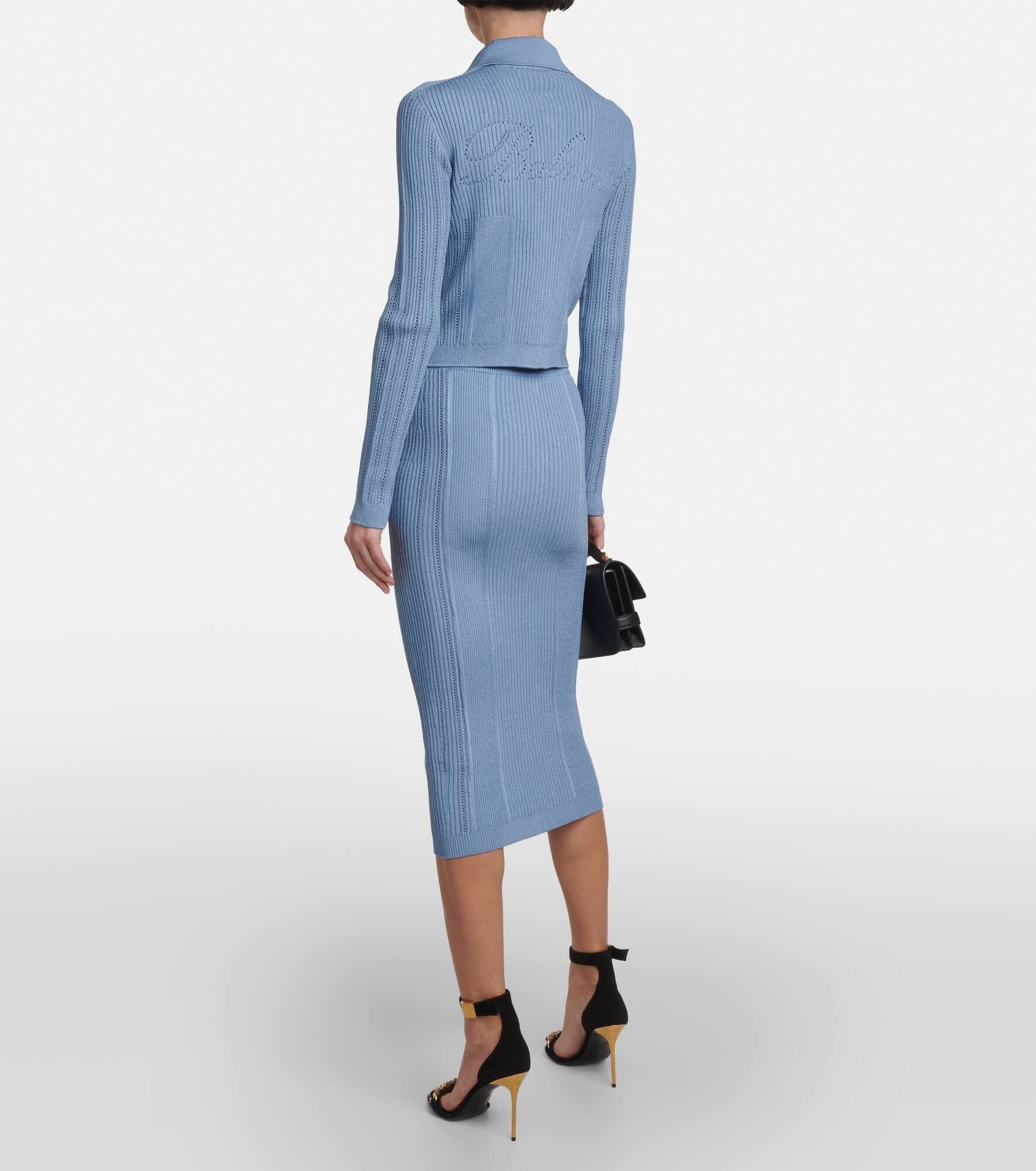 Balmain o1s1wg110825 Embellished Cardigan in Blue Size XL / US 12-14 / IT 48-50 - 3 Thumbnail