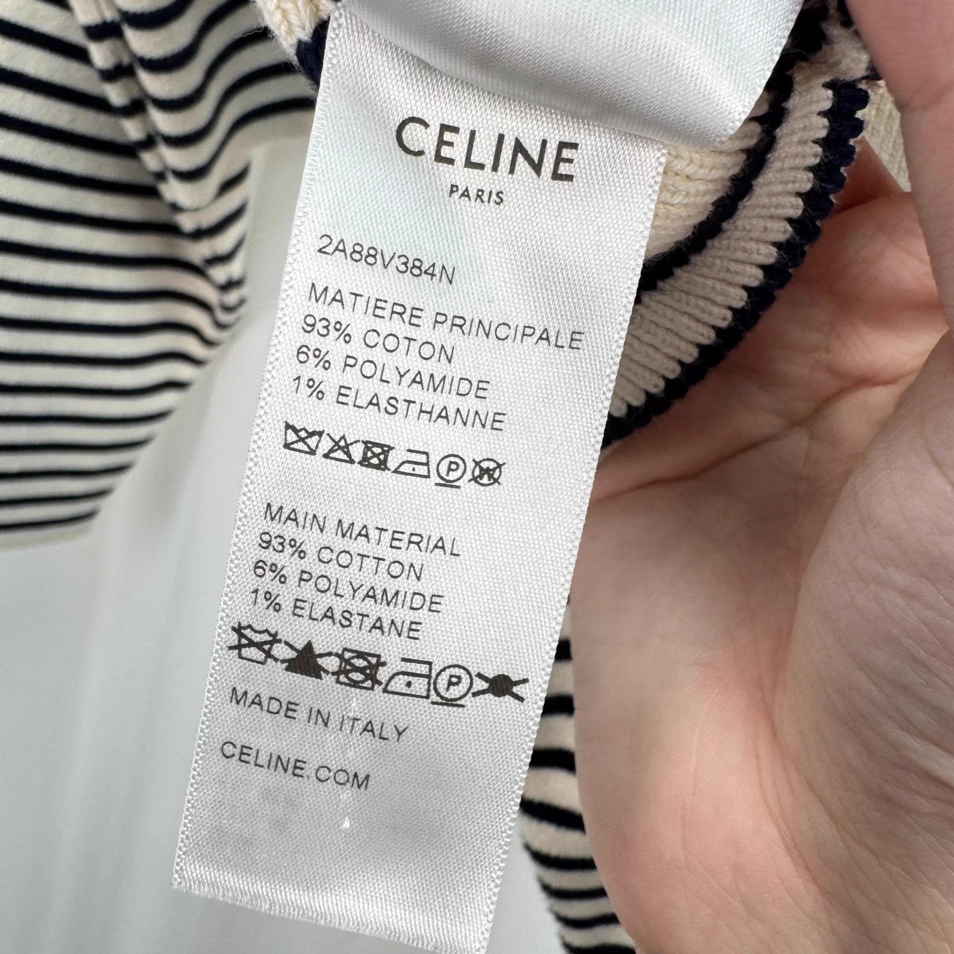 Celine Celine embroidered logo stripe knit sweater S mint Size S / US 4 / IT 40 - 6 Thumbnail