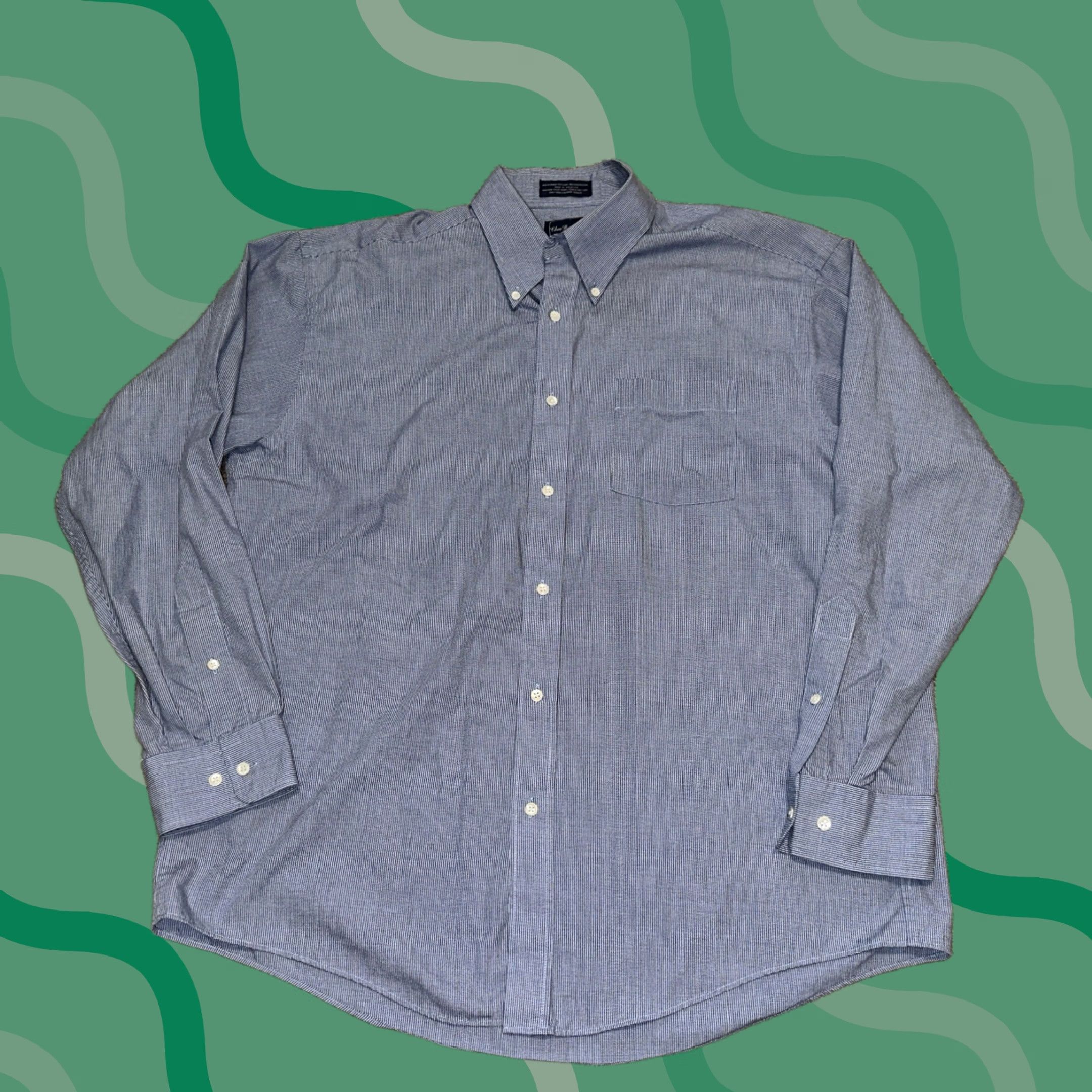 Enro ENRO Dress Shirt 17 34-35 Button Up Preppy Striped Oxford Collared Long Sleeve Shirt Mens Blue Cotton Oxford Button Up Shirt Size 46R - 1 Thumbnail