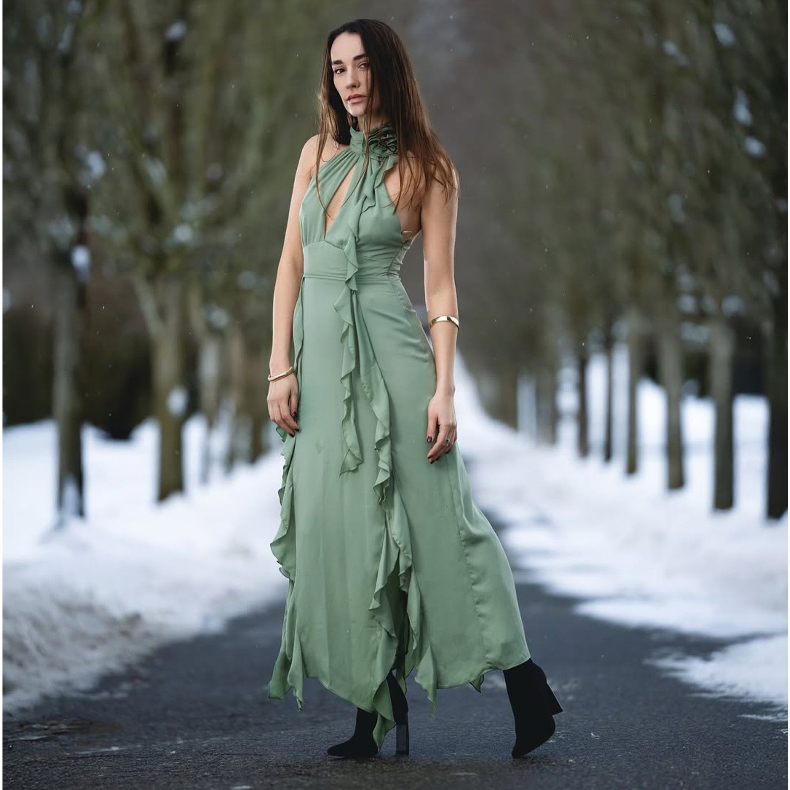 Zara ZARA BLOGGER FAVE!!! Green Ruffled Midi Dress NWT Size M / US 6-8 / IT 42-44 - 11 Thumbnail