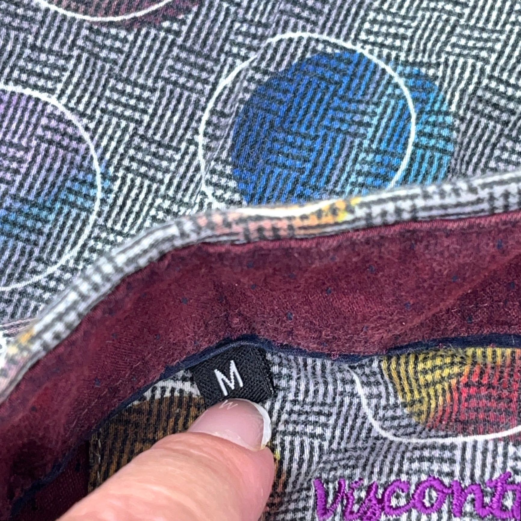 Vintage Visconti Black Shirt Men Medium Gray Purple Button Up Spotted Geometric Disco Size US M / EU 48-50 / 2 - 4 Thumbnail