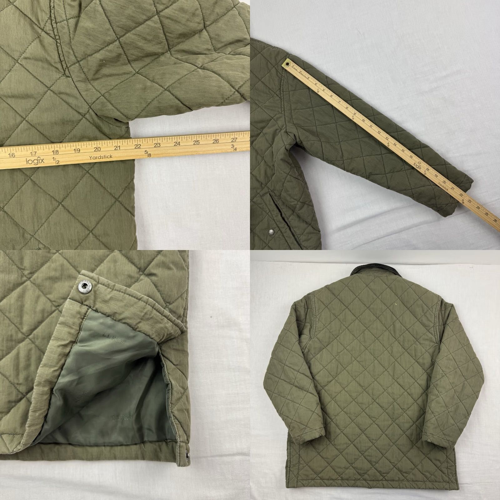 Vintage LL Bean Quilted Thermore Barn Jacket Corduroy Collar Snap Up Womens Small Green Quilted Jacket Womens Small Size S / US 4 / IT 40 - 9 Thumbnail