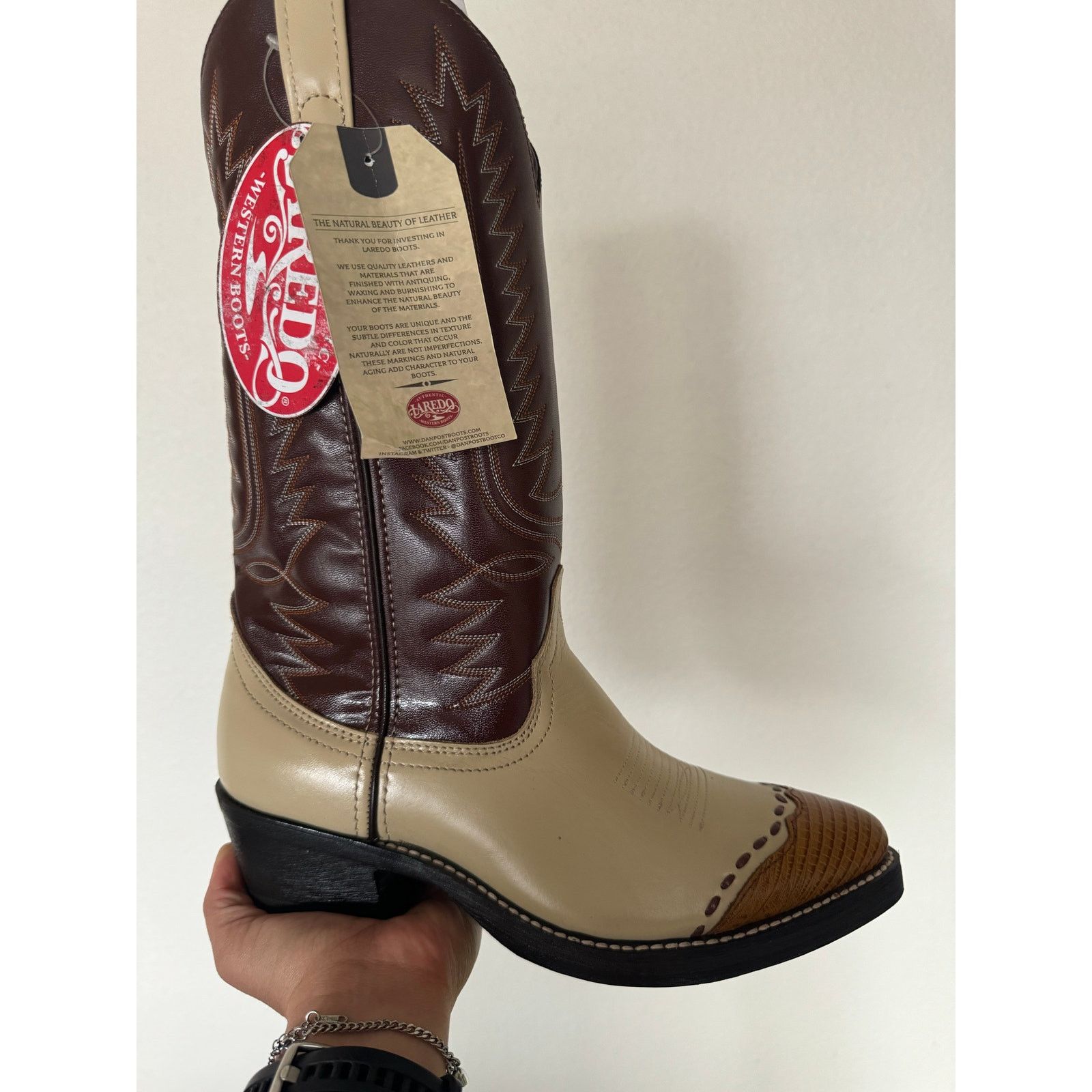 Cowboy Equipment Laredo Bone Lizard Print Wingtip Boots 61161 Size 8 Size US 8 / EU 41 - 5 Thumbnail