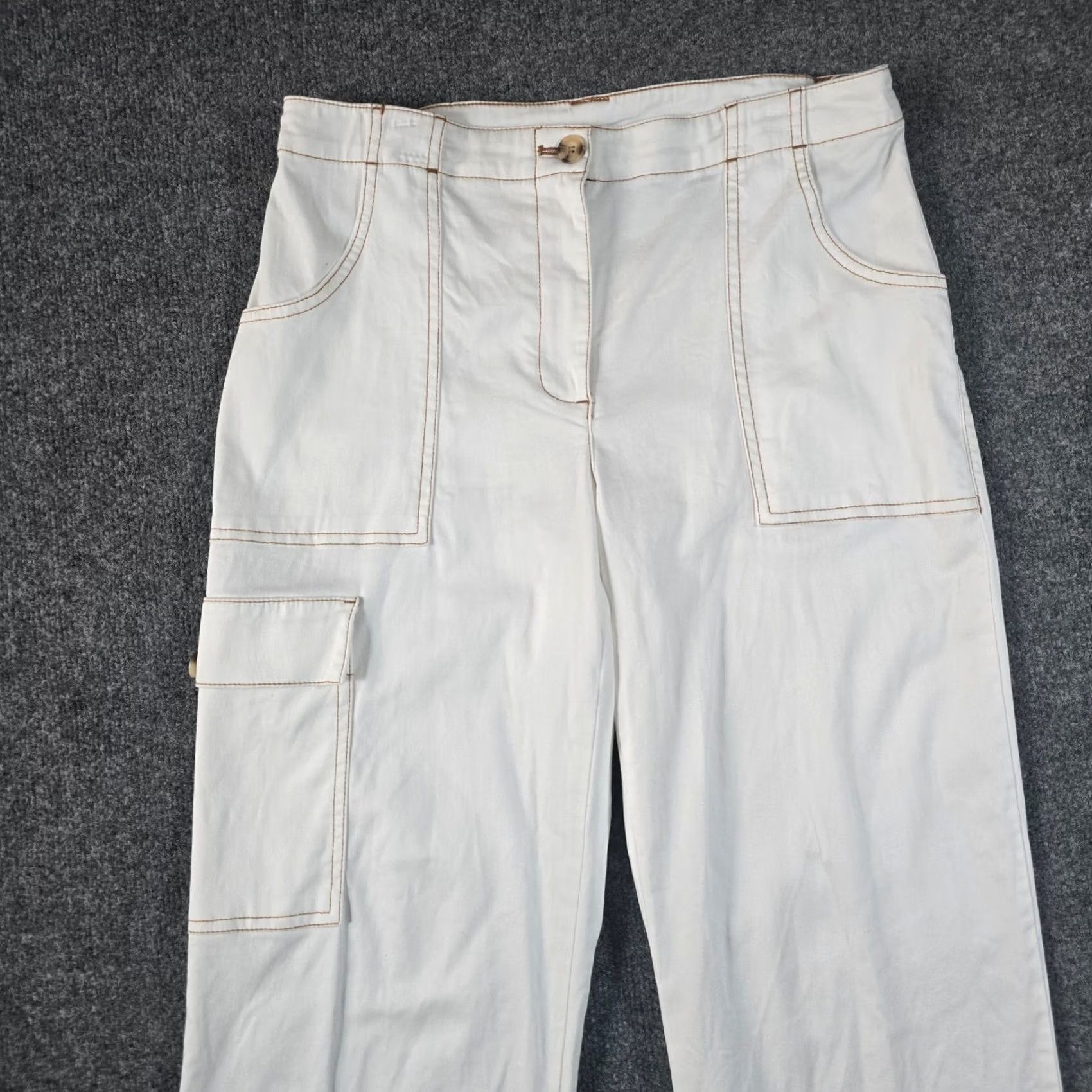 Joie Joie Jeans Womens Size 12 White Carpenter Baggy Straight Leg Cargo Casual Painte Mens Womens Girls Boys Size 34" / US 12 / IT 48 - 2 Thumbnail