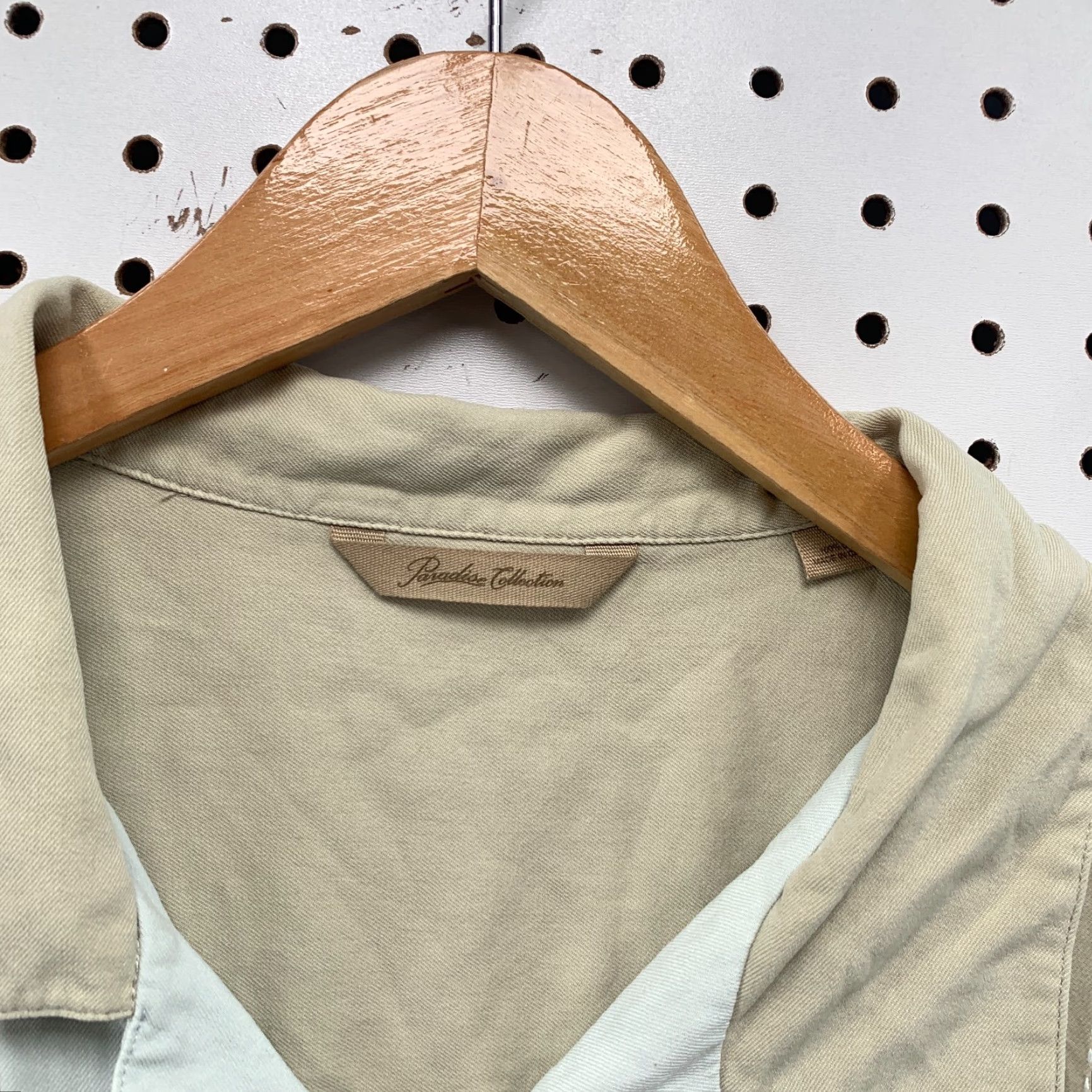 Vintage Paradise Collection 100% Silk Camp Shirt White Beige Striped Mens Large L Short Sleeve Button-Up Shirt Size US L / EU 52-54 / 3 - 7 Thumbnail