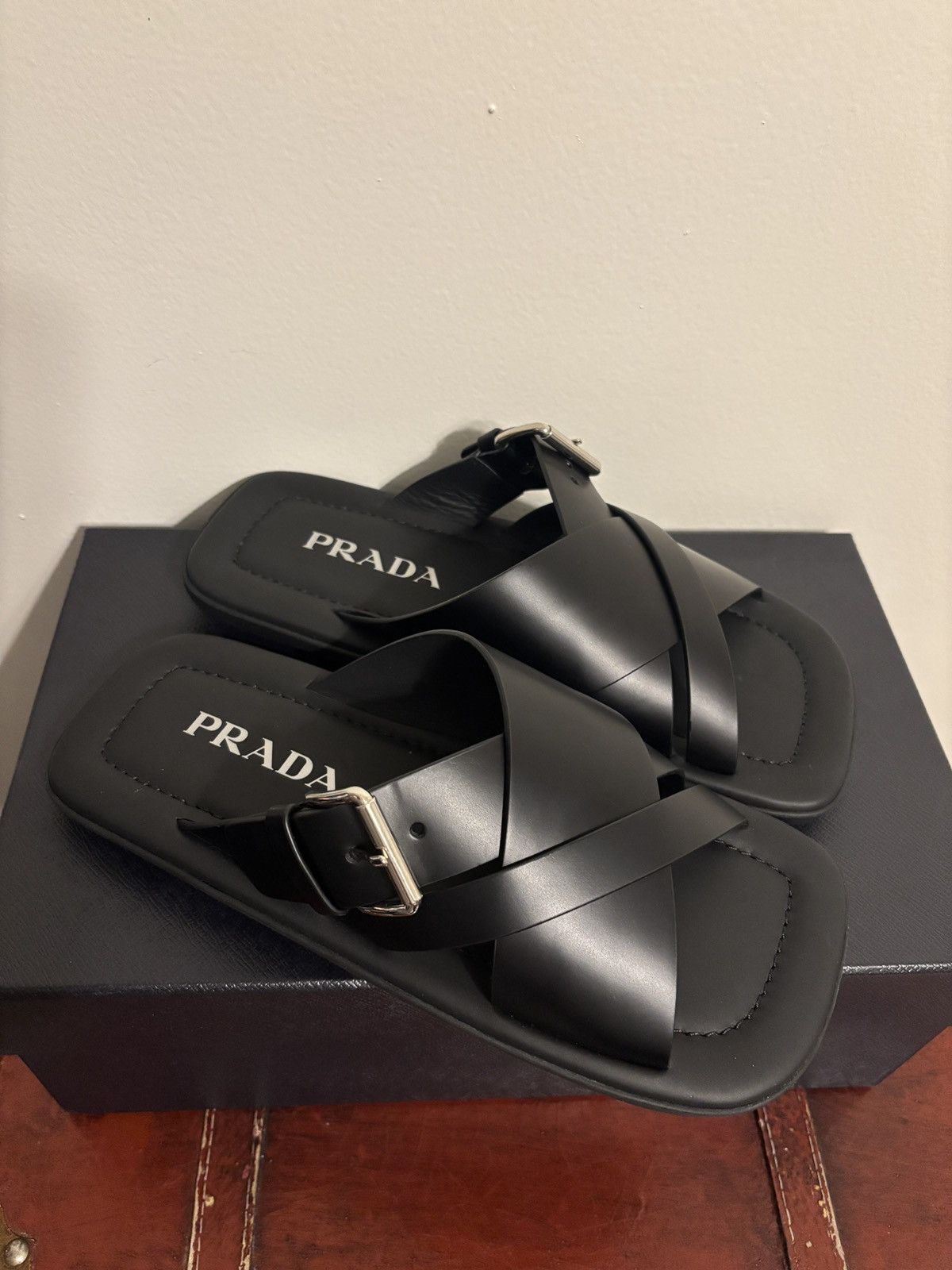 Prada Prada Double Crisscross Sandals Size US 7.5 / EU 40-41 - 1 Thumbnail
