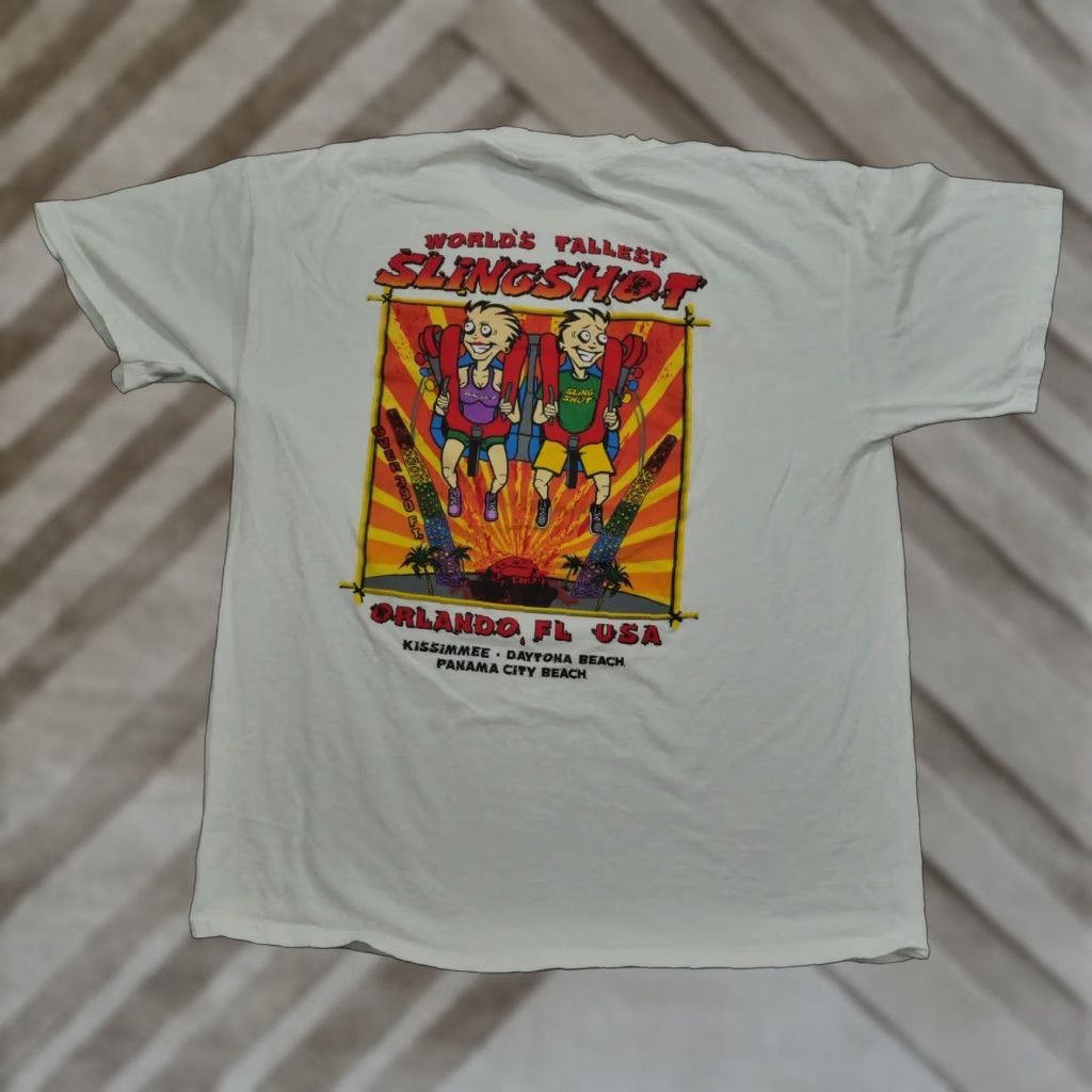 Vintage Sligshot T Shirt Adult XL White Roller Coaster Amusement Park Ride Theme Mens XL T-Shirt Crew Neck Short Sleeve Cotton PlayStation Graphic Solid 90s? Size US XL / EU 56 / 4 - 1 Thumbnail
