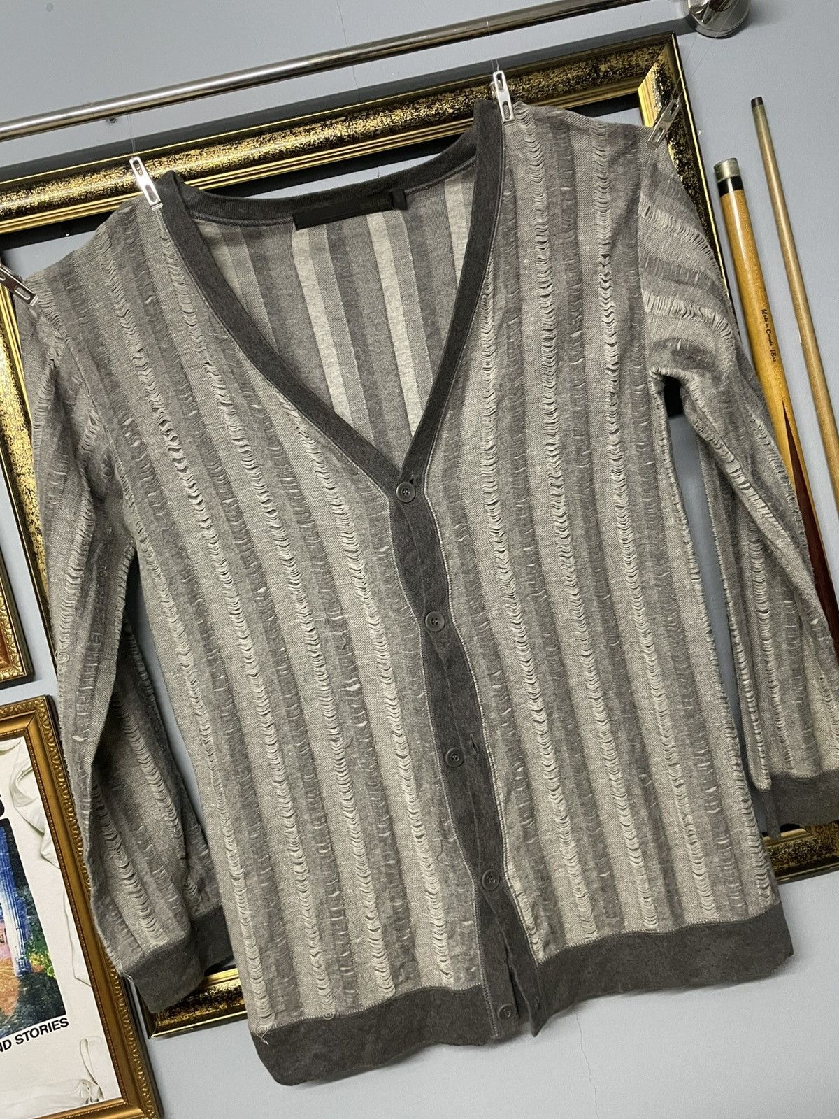 Schlussel Vintage Japan Designer Schlussel Distressed Grunge Cardigan Size US M / EU 48-50 / 2 - 2 Thumbnail