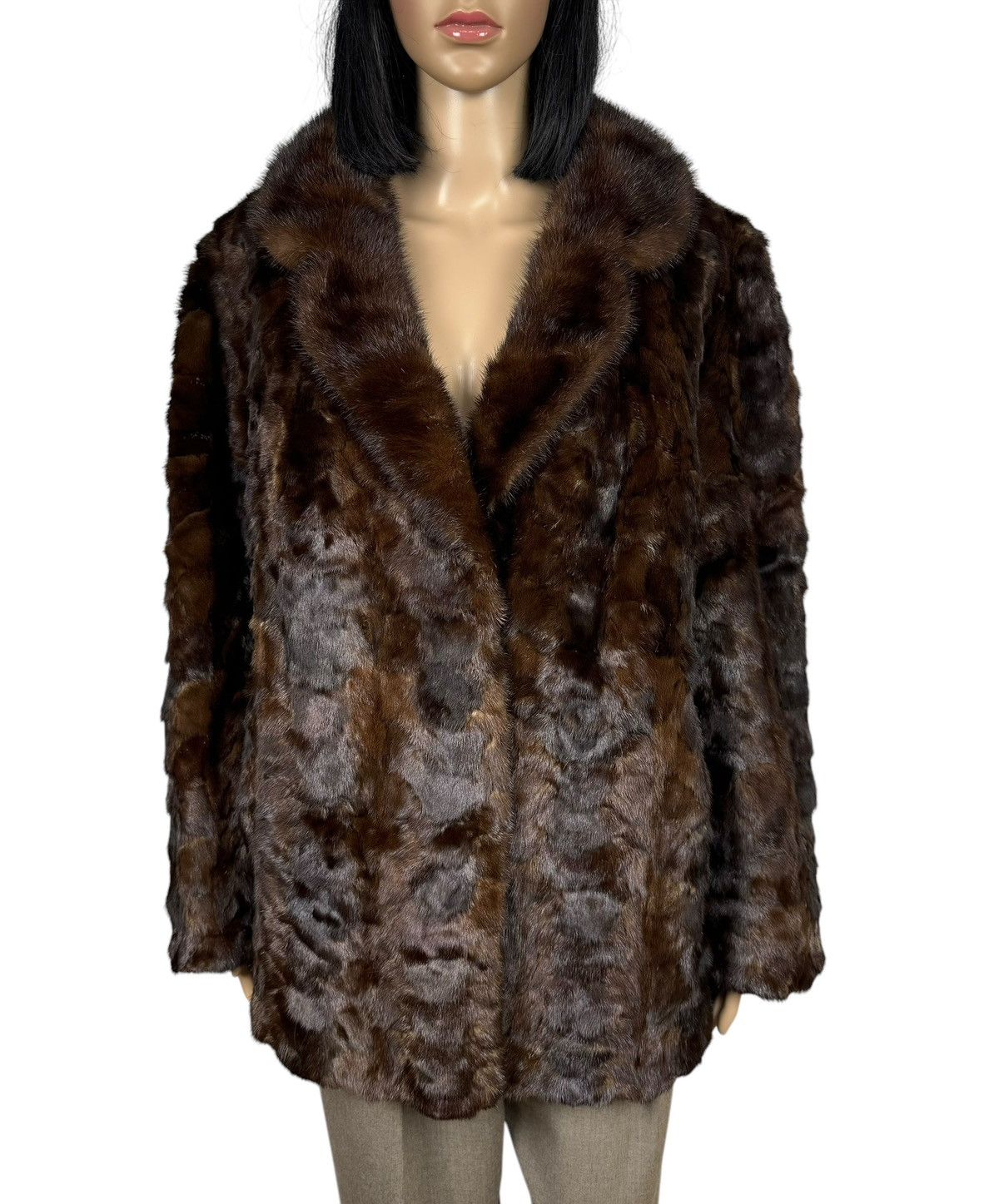 Handmade Brown Real Mink Fur Coat Jacket Size Large Size L / US 10 / IT 46 - 3 Thumbnail