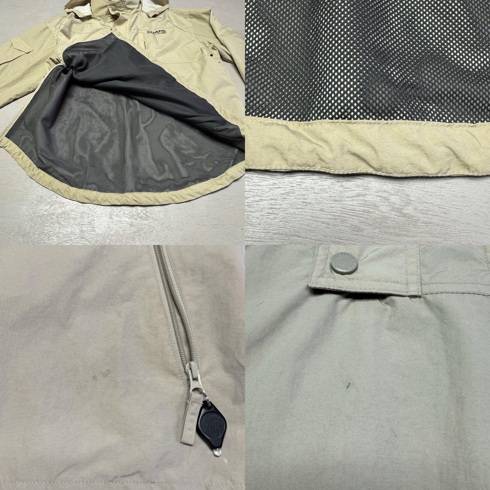 Ralph Lauren VINTAGE Ralph Lauren Chaps Anorak Shirt Jacket Men 2XL Beige Striped 90s Nautical Rain Coat Hooded Water Resistant Wind-Resistant Fishtail Full-Zip Size US XXL / EU 58 / 5 - 9 Thumbnail