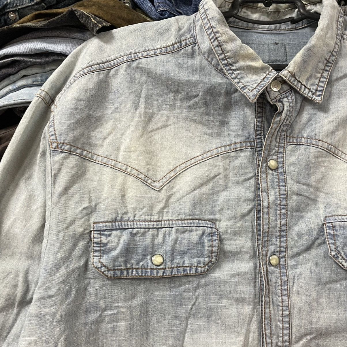 John Galliano Galliano Denim Western Shirt Light Wash Snap Button Italian Size US XL / EU 56 / 4 - 4 Thumbnail