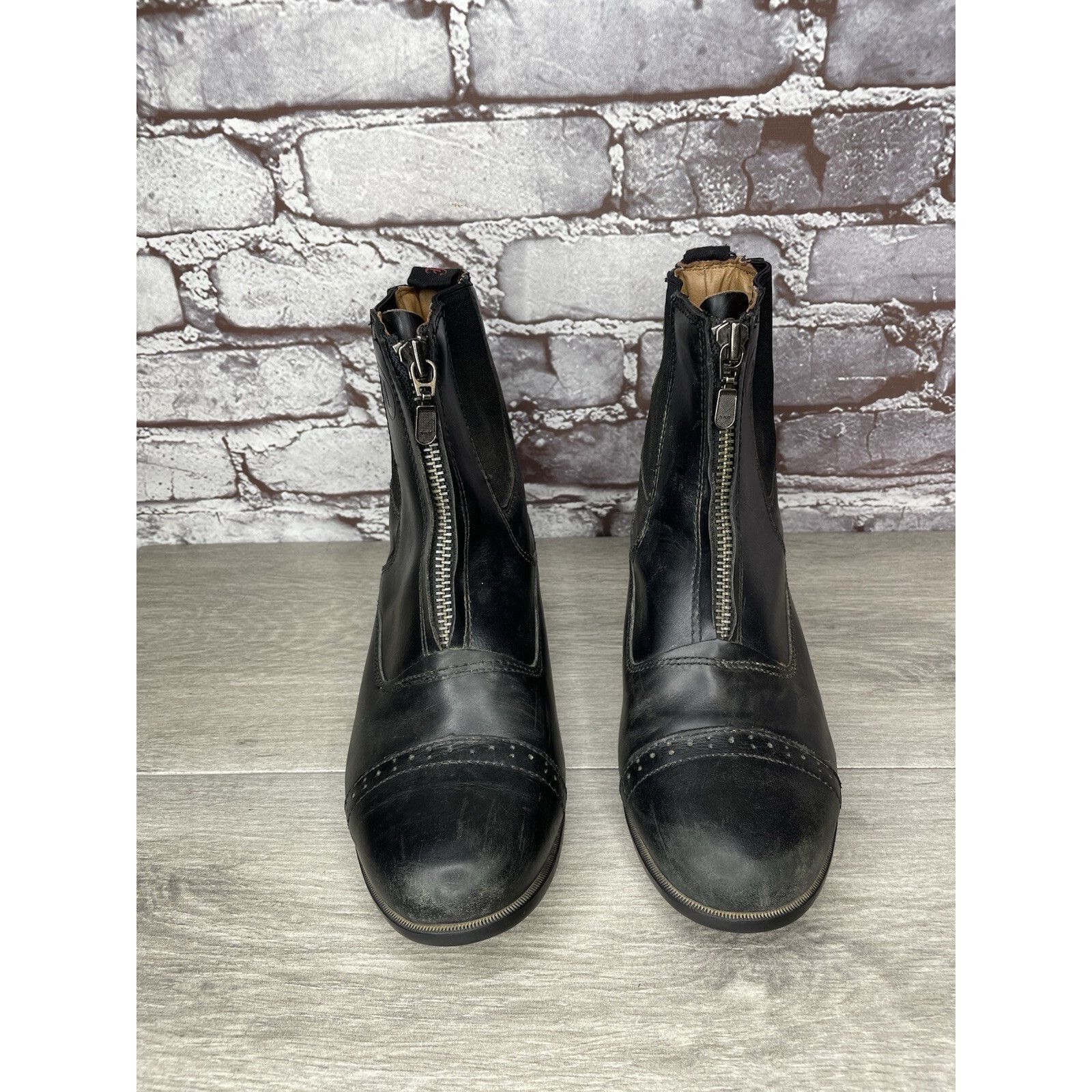 Justin Justin Black Leather Front Zip Jodhpur Cap Toe Boots Women S Size US 7 / IT 37 - 11 Thumbnail