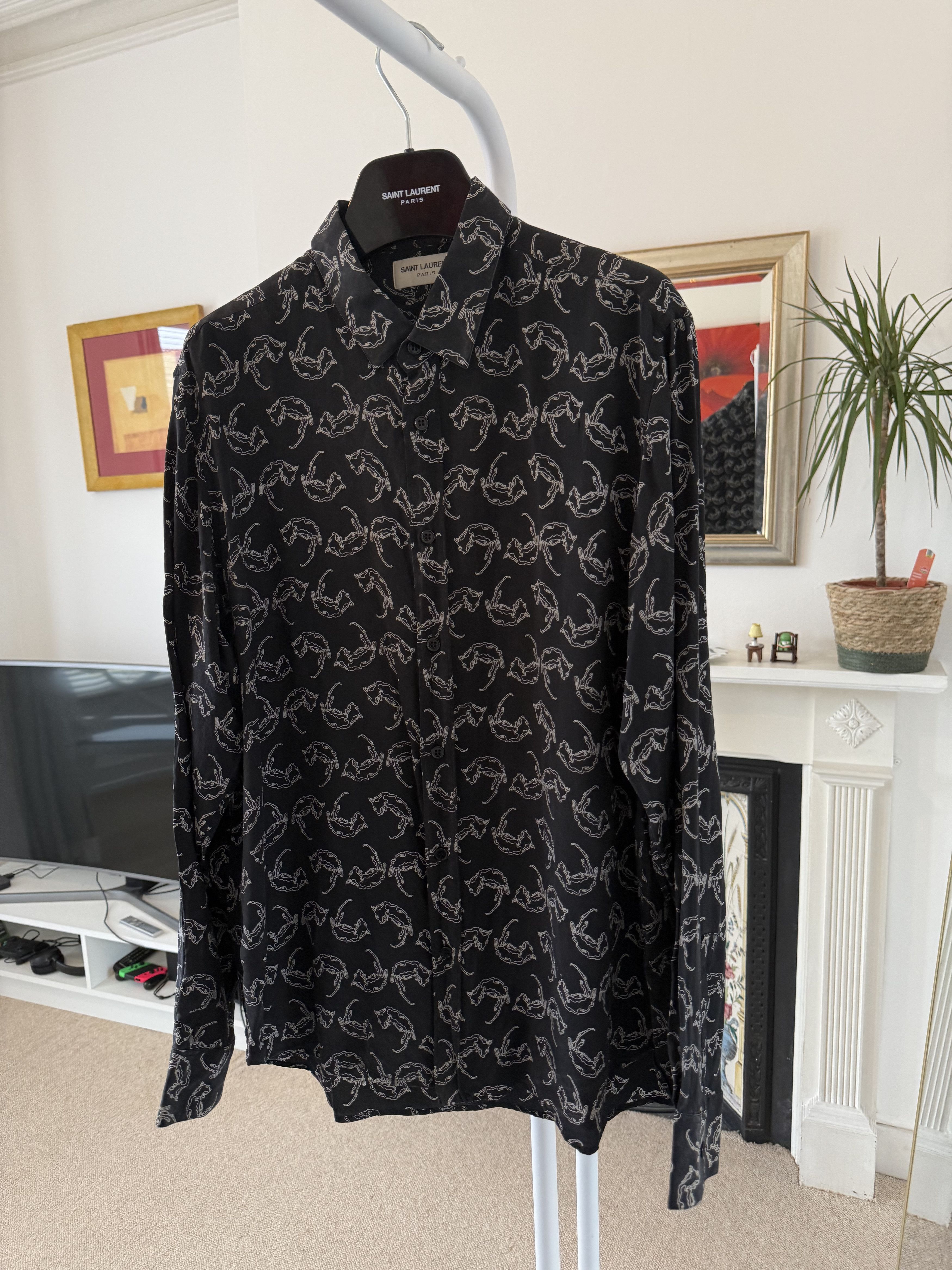 Hedi Slimane × Saint Laurent Paris FW13 Saint Laurent Silk Dead Rats Shirt Size US L / EU 52-54 / 3 - 2 Thumbnail