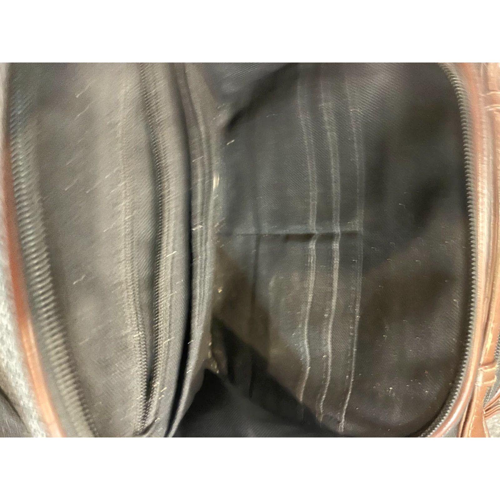 Vintage Purse Handbag 8.5" x 7" Black & Brown Shoulder Bag Women Medium PVC Polyester Zip Magnet Closures Pockets Zippers Almond Black"} Size ONE SIZE - 6 Thumbnail