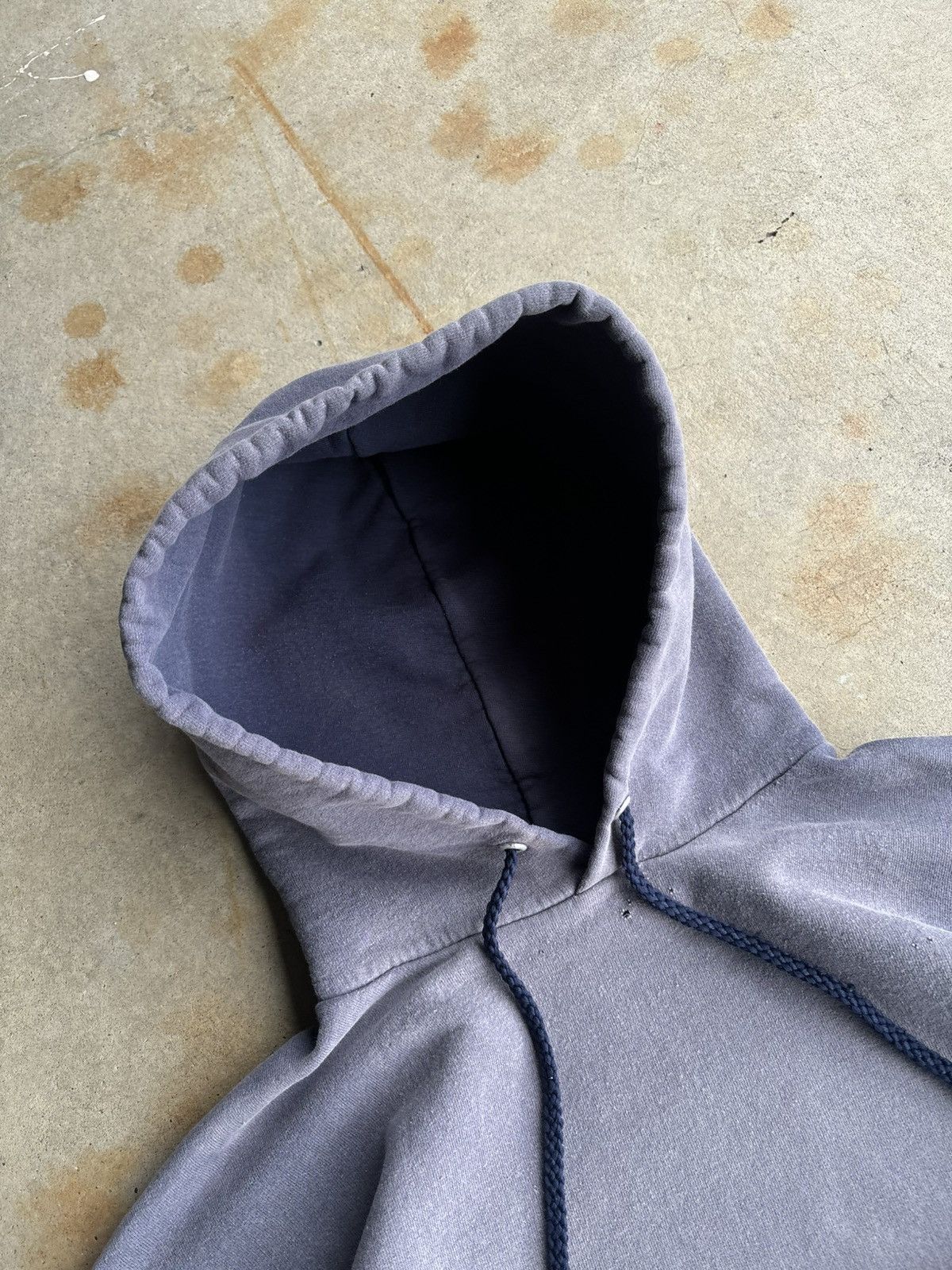 Vintage Crazy 90s Sunfaded Navy Smoke Haze Archive Hoodie A4356H Size US XL / EU 56 / 4 - 8 Thumbnail