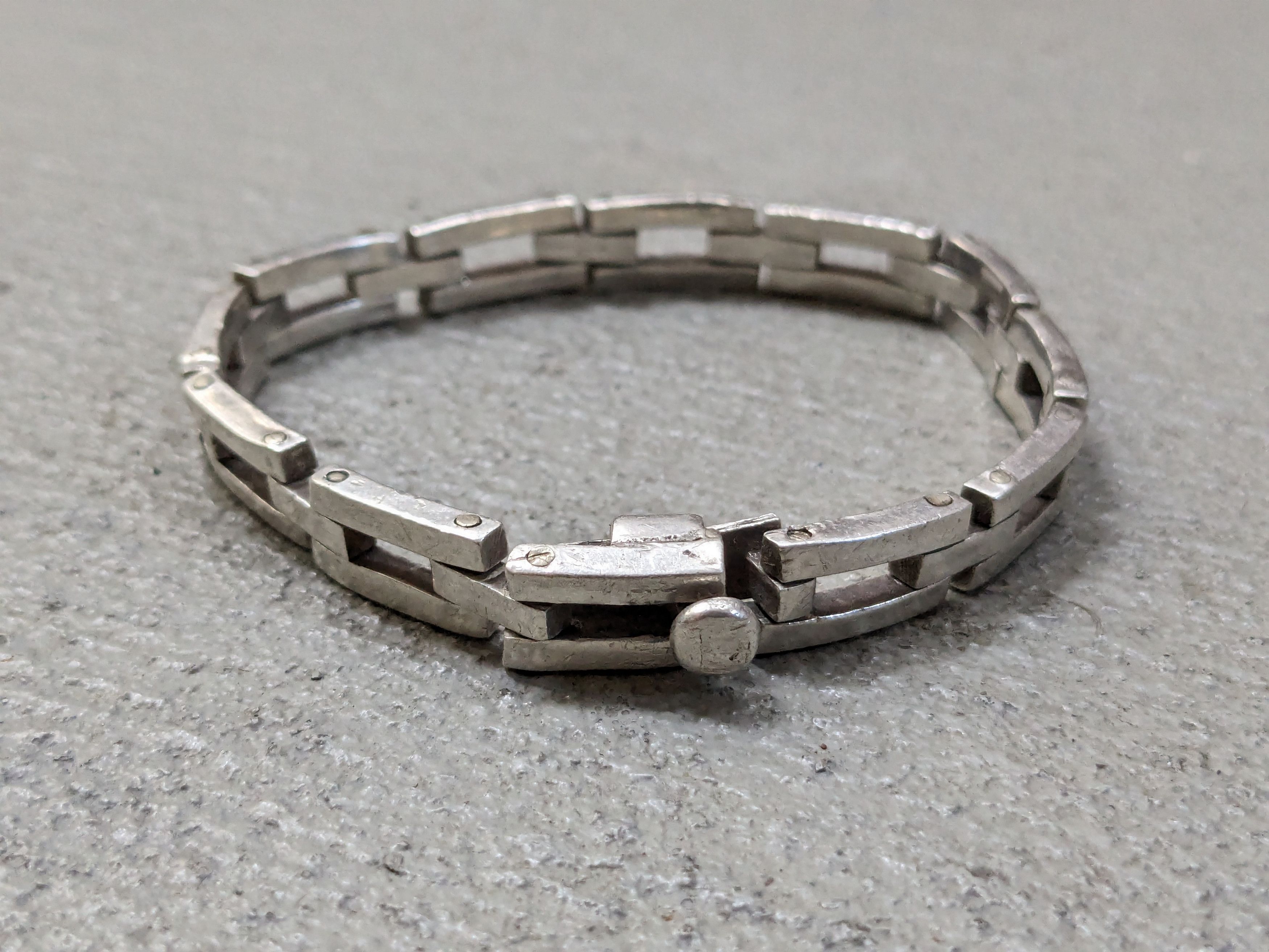 Jewelry Vintage Sterling Silver Bracelet Link Chain 8" Biker Punk Size ONE SIZE - 2 Thumbnail