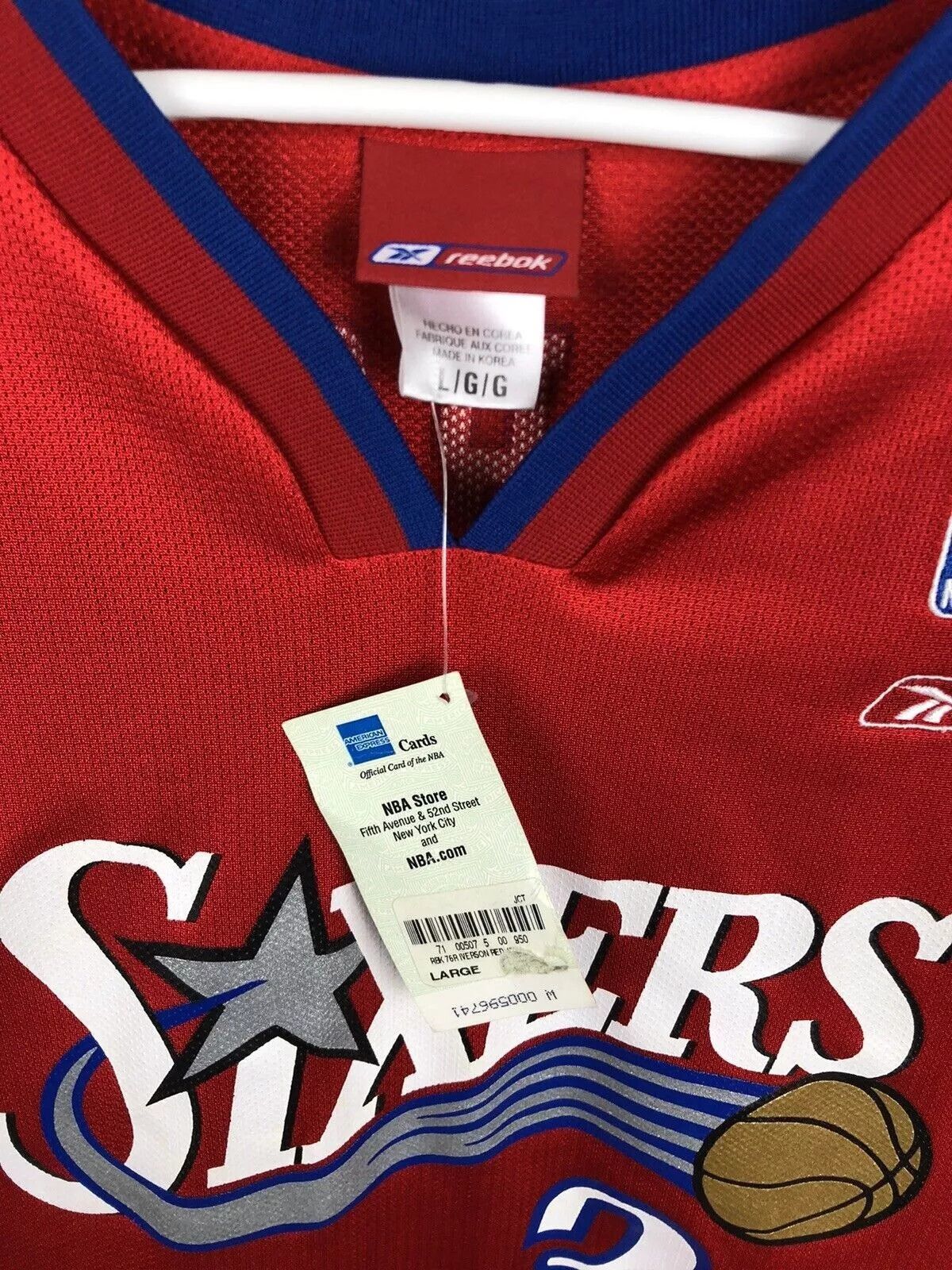 Reebok VINTAGE PHILADELPHIA 76ERS SIXERS IVERSON 3 BASKETBALL SHIRT Size US L / EU 52-54 / 3 - 4 Thumbnail