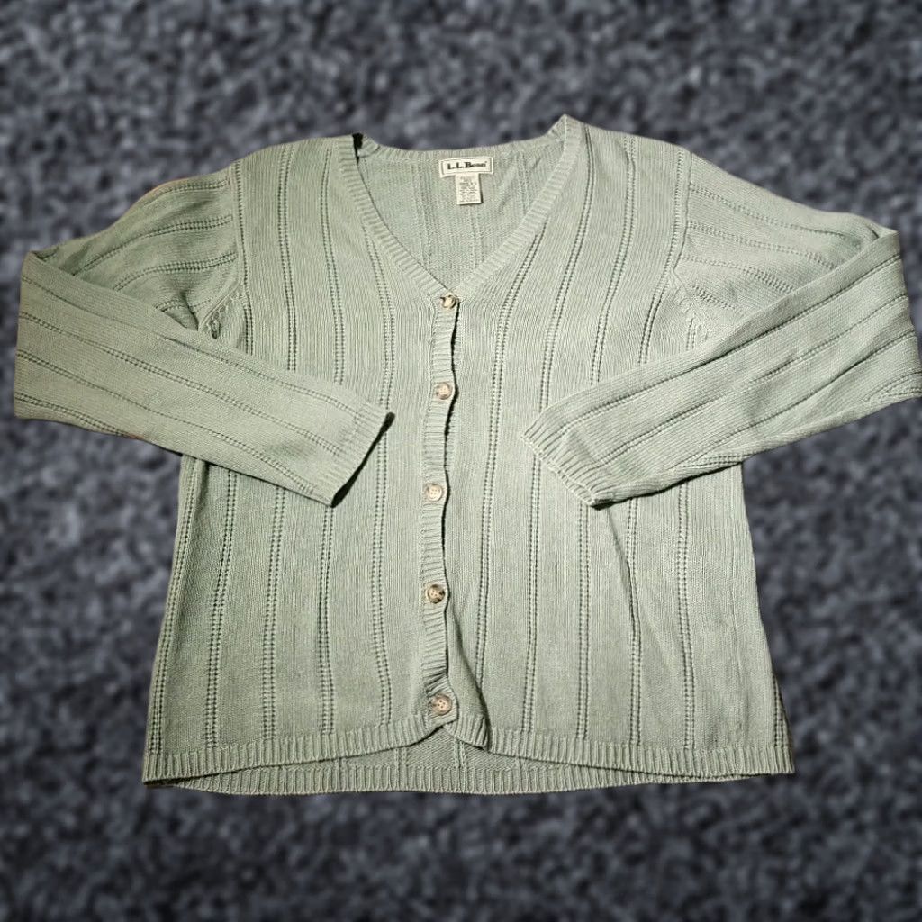 Vintage VINTAGE L.L. Bean Sweater Womens Large Green Linen Blend Button Grandma Knit Cardigan Knit Casual/Workwear Classic 90s Womens Size L / US 10 / IT 46 - 1 Thumbnail
