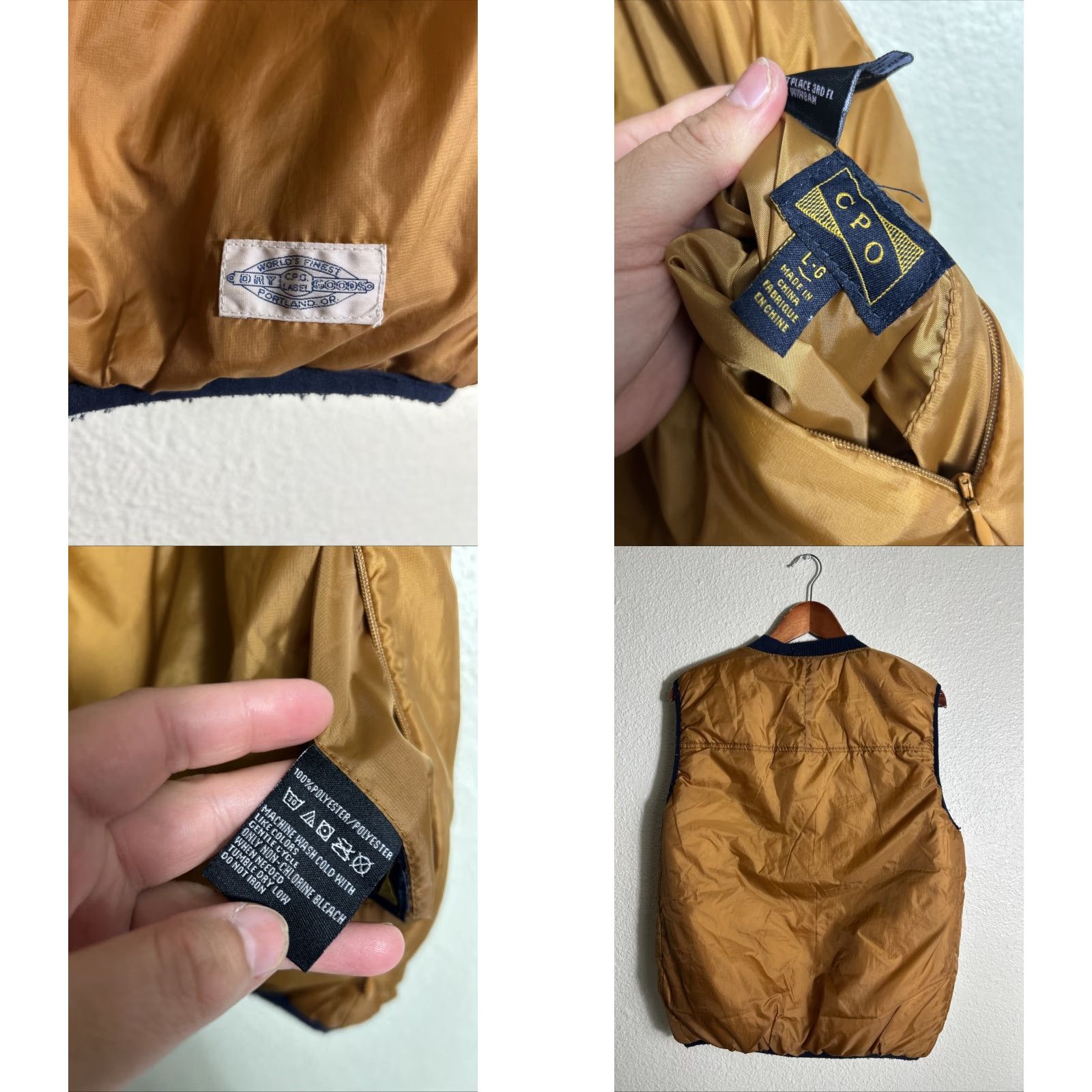 Vintage CPO Provisions Women’s Large Reversible Puffer Vest Blue Tan Polyester Vest Womens L Reversible Puffer Coat Style Size L / US 10 / IT 46 - 8 Thumbnail