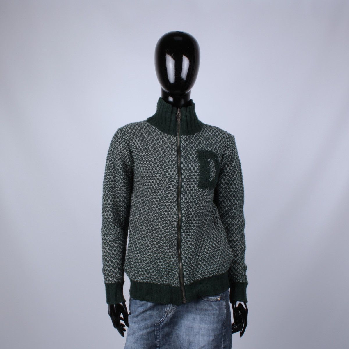 Diesel × Vintage Y2K DIESEL Vintage Cotton Knit Full Zip Big Logo Sweater Size M / US 6-8 / IT 42-44 - 2 Thumbnail