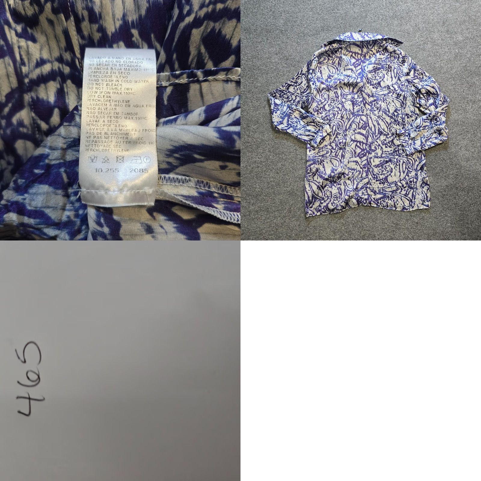 Vintage Mirto Top Womens Size 38 Blue Silk Paisley Spain Luxury Maximalist Career Spain Size XS / US 0-2 / IT 36-38 - 8 Thumbnail