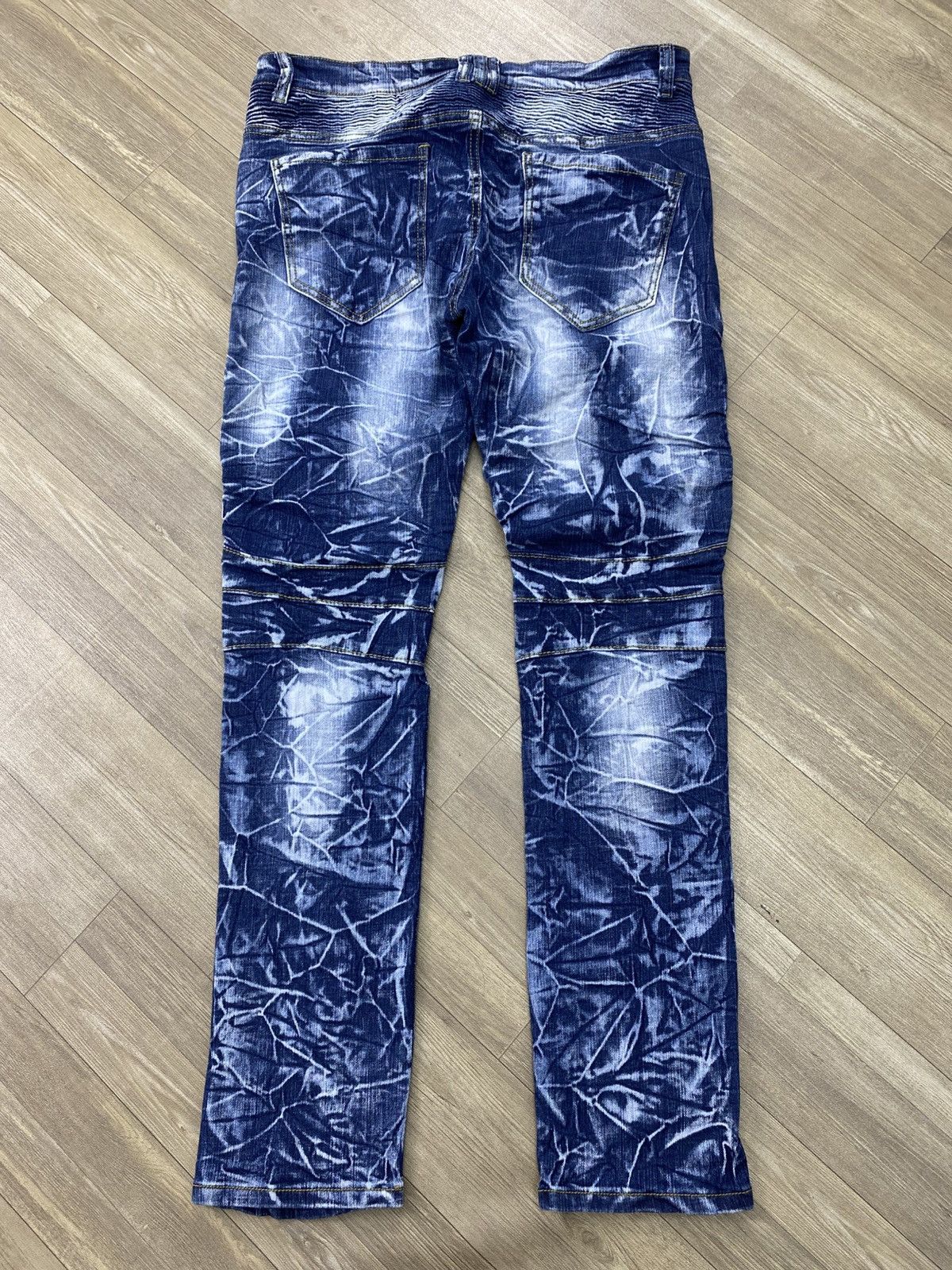 Japanese Brand Japanese Acid Wash Blue Balmain Style Bikers Pants Size US 34 / EU 50 - 15 Thumbnail