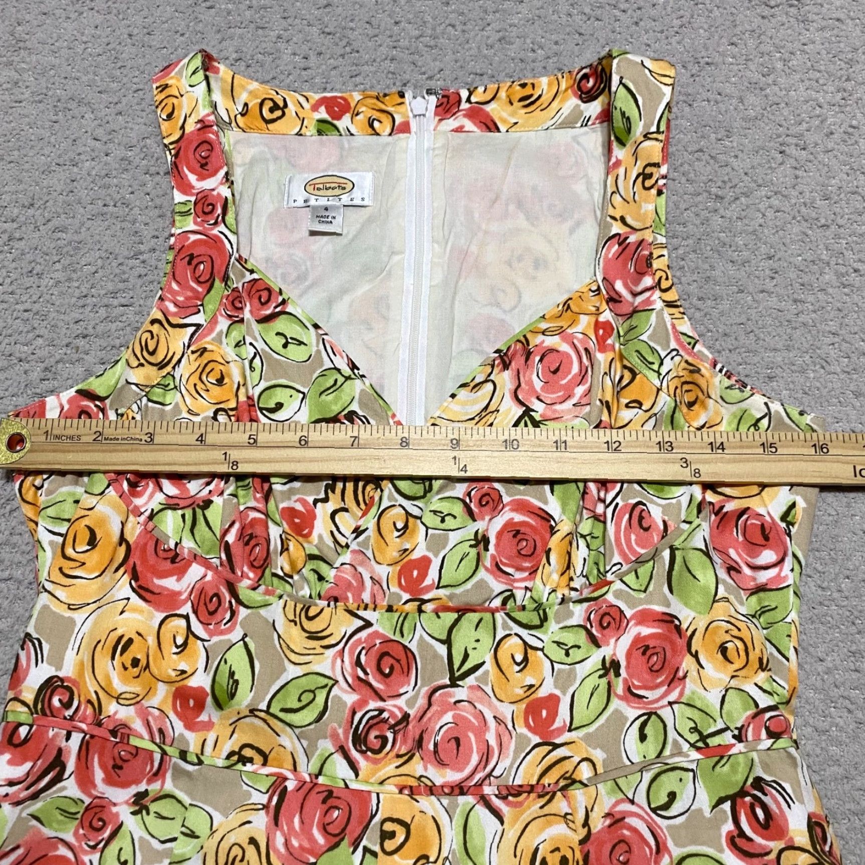 Talbots Talbots Womens Dress Multicolor Floral V-Neck Sleeveless A-Line Petites 4P Shirt Size S / US 4 / IT 40 - 5 Thumbnail