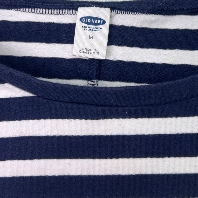 Old Navy Old Navy Womens Med Short Sleeve Navy Striped BodyCon Dress Size M / US 6-8 / IT 42-44 - 2 Thumbnail