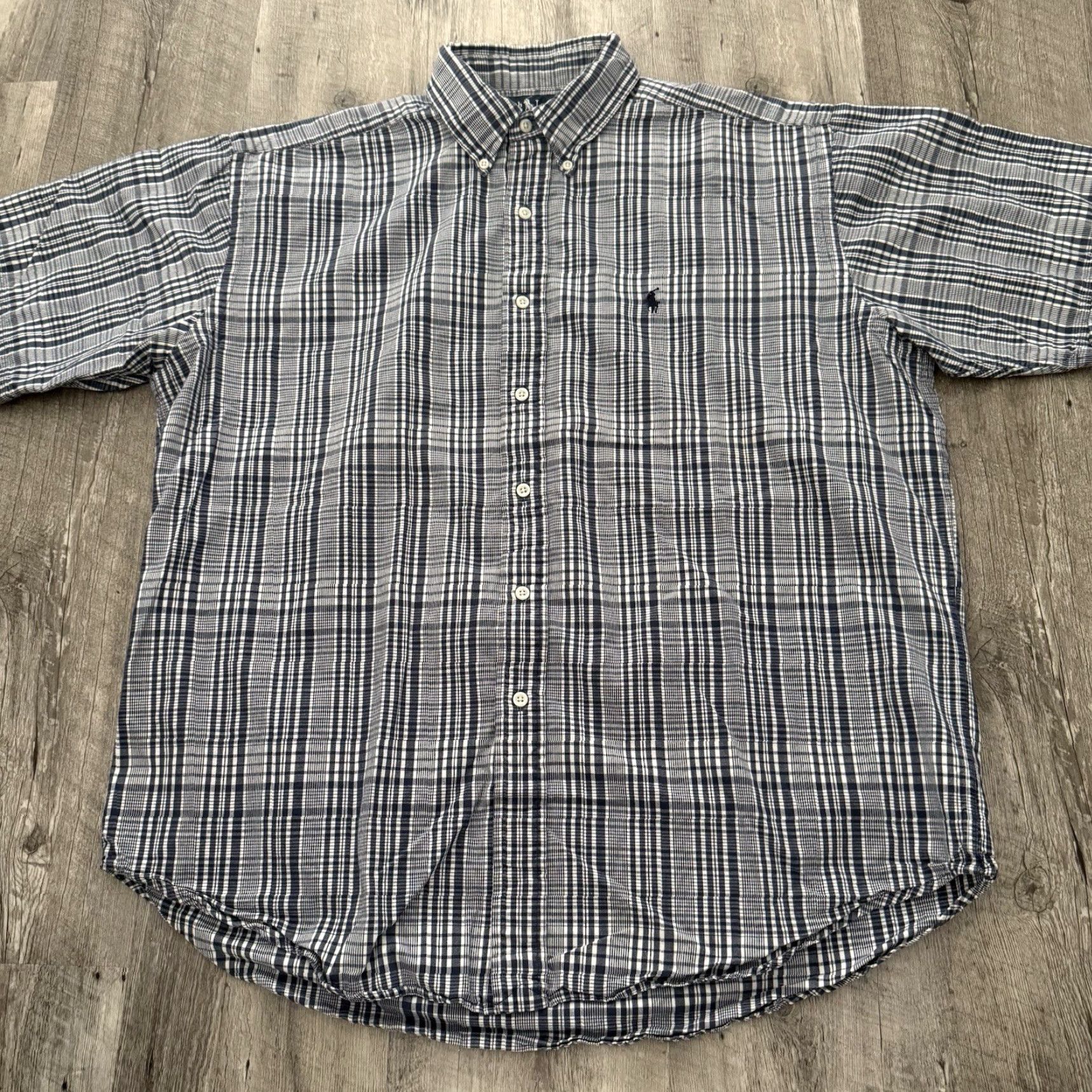 Ralph Lauren Ralph Lauren Shirt Mens Large Short Sleeve Blue Plaid Button-Down Blaire Cotton Embroidered Classic Preppy Size US L / EU 52-54 / 3 - 3 Thumbnail