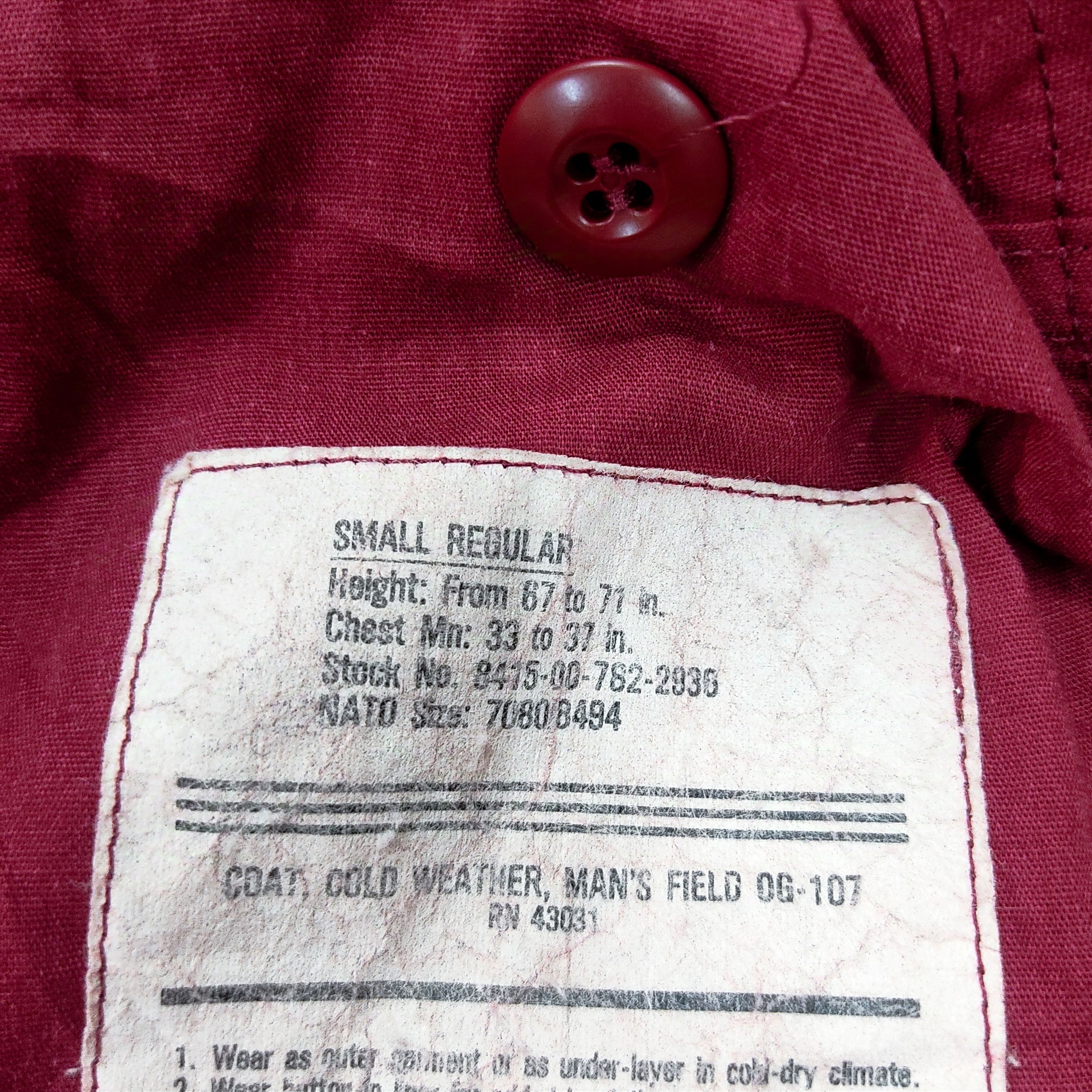 Vintage Man's Field OG 107 Cold Weather Coat Parka Jacket Size US S / EU 44-46 / 1 - 13 Thumbnail