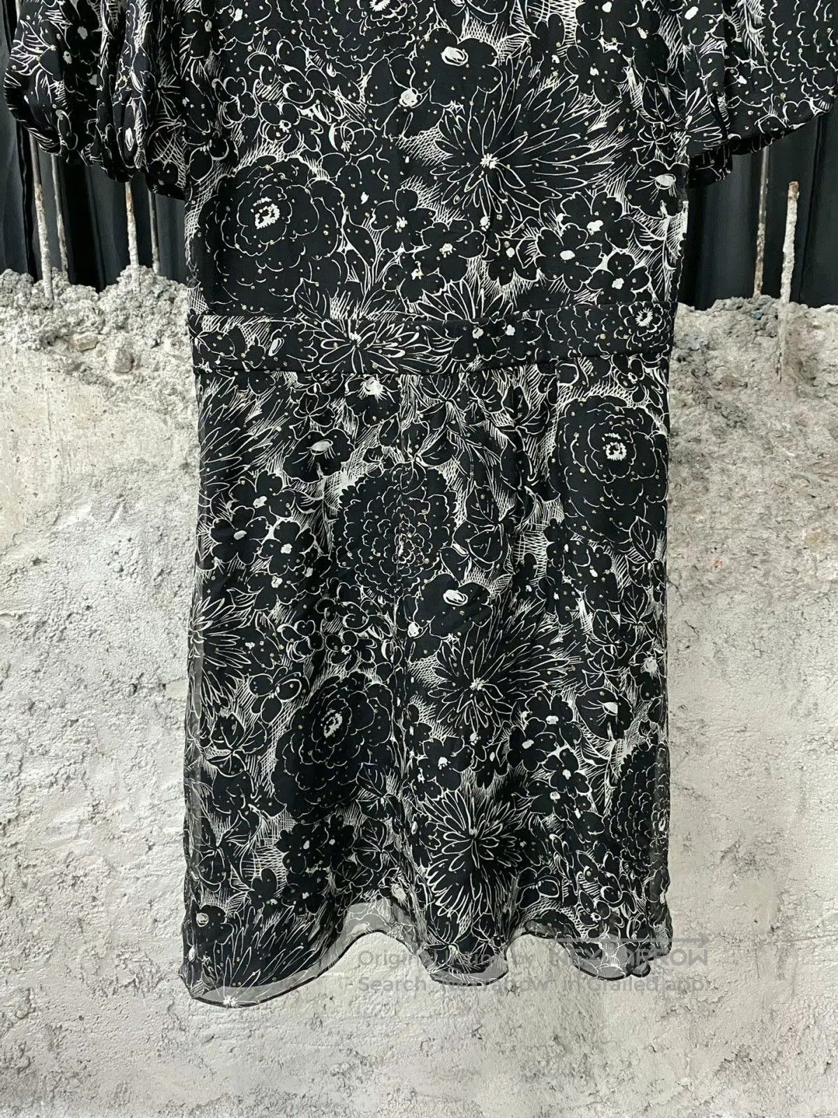 Saint Laurent Paris Saint Laurent SLP Black White Floral Dress. Size S / US 4 / IT 40 - 4 Thumbnail