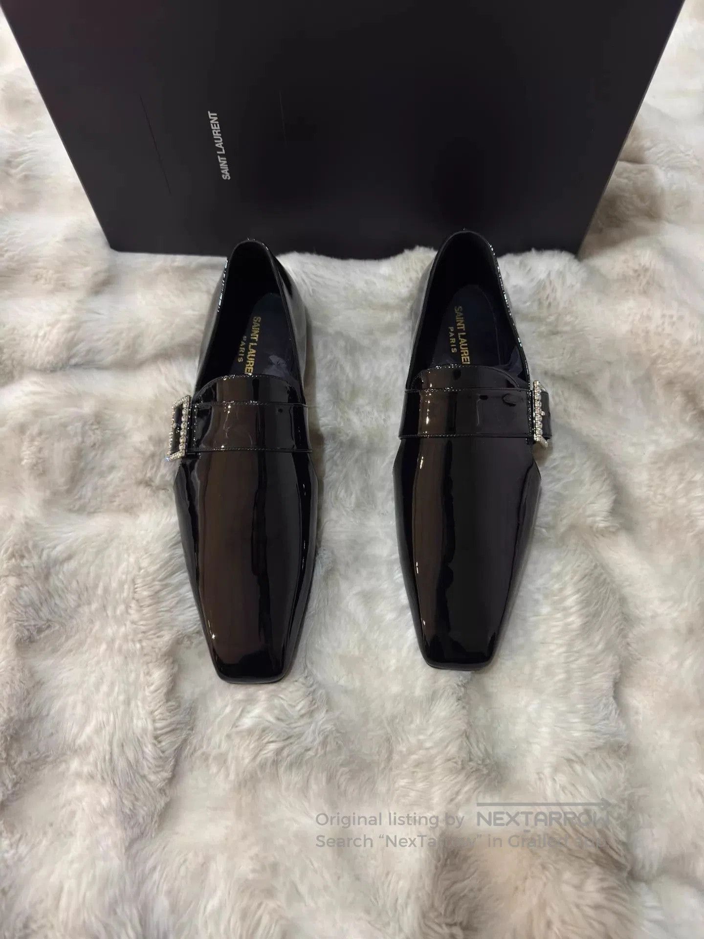 Saint Laurent Paris Black Pointed Toe Slip-On Shoes with Buckle. Size US 7 / EU 40 - 3 Thumbnail