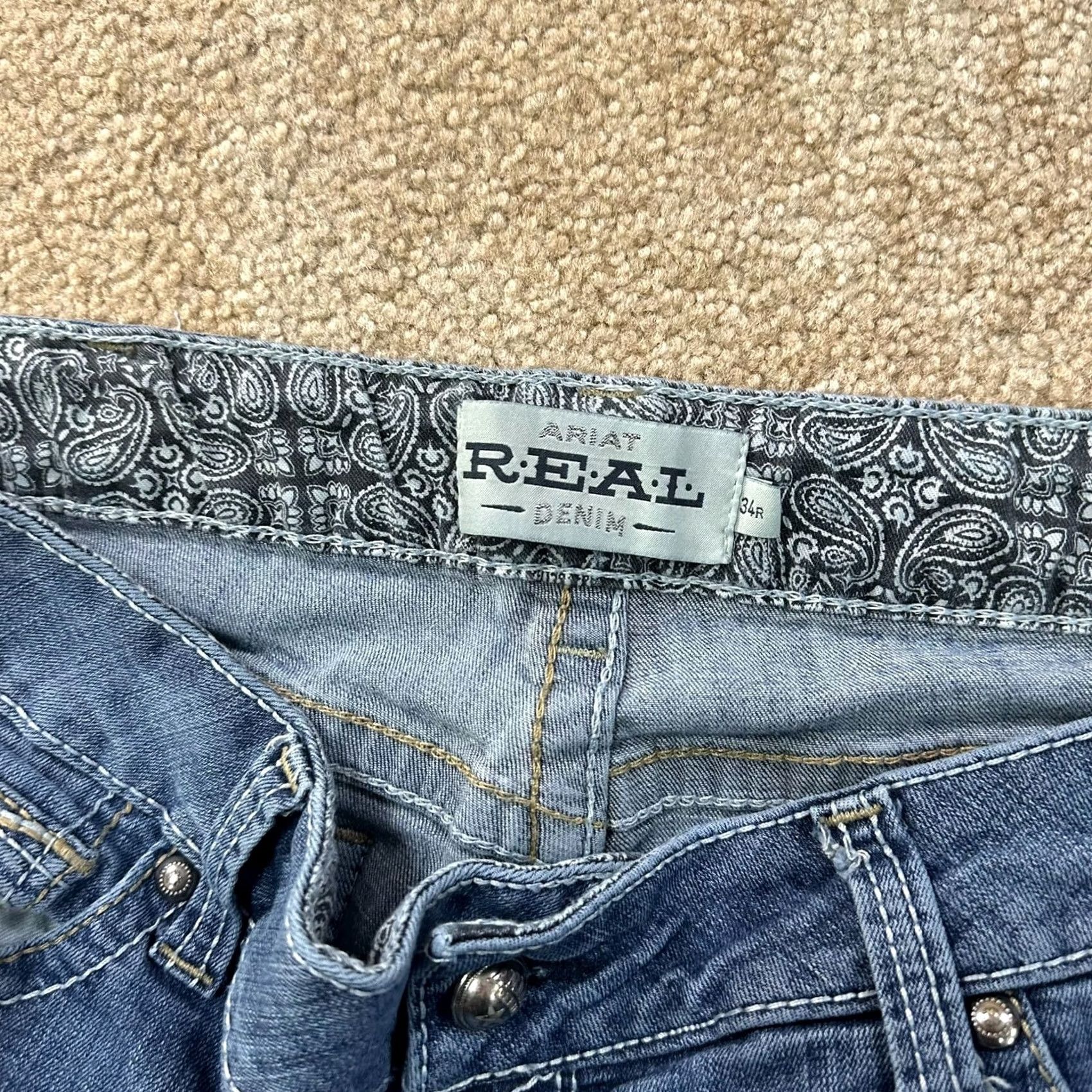 Ariat Ariat REAL DENIM Jeans Womens 34 Blue Stretch Bootcut 5-Pocket Regular Mid Rise From Mexico Mens? Womens Size 24" / US 00 / IT 34 - 3 Thumbnail