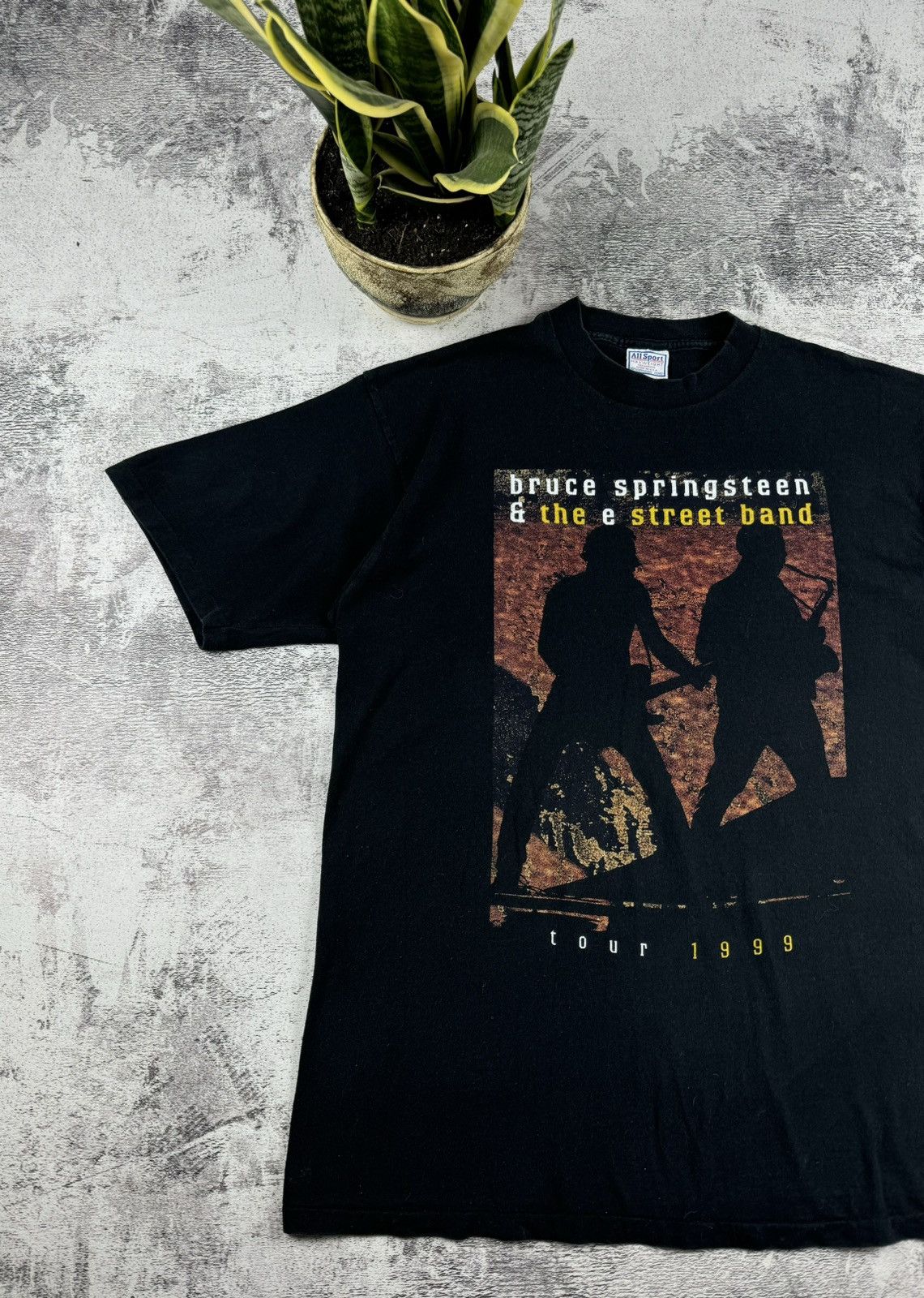 Band Tees 90S Bruce Springsteen 1999 Black Merch Faded Rock T Shirt Tee Size US XL / EU 56 / 4 - 3 Thumbnail