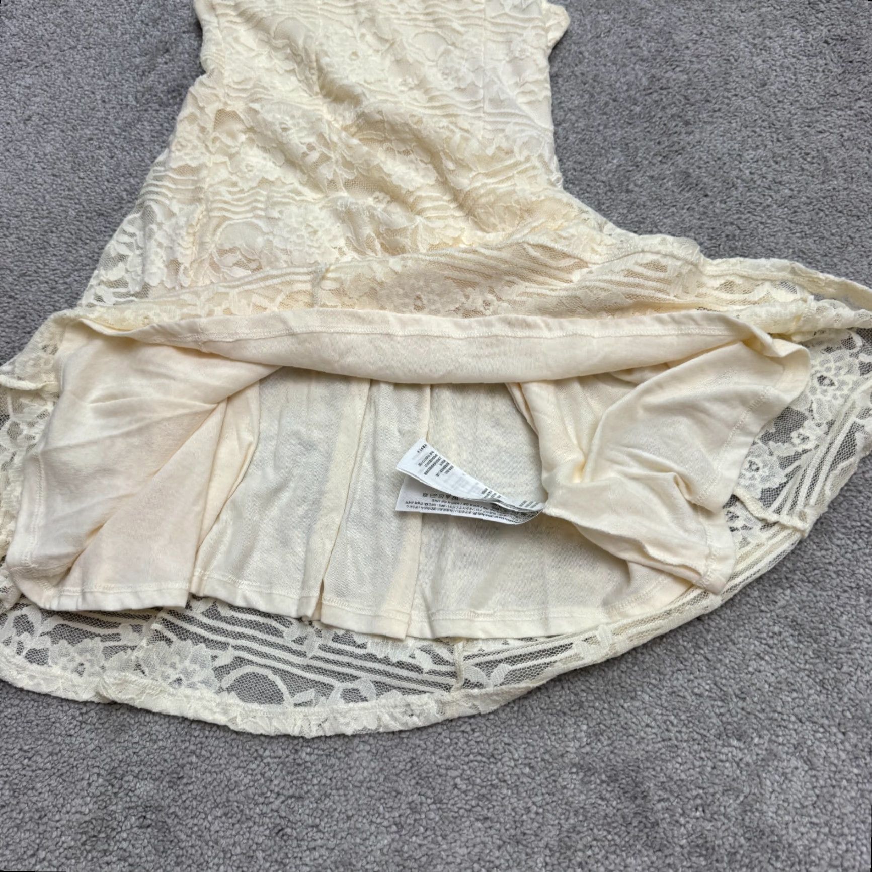 Abercrombie & Fitch Abercrombie & Fitch Lace Floral A-Line Mini Dress Womens Small Ivory Sleeveless Size S / US 4 / IT 40 - 5 Thumbnail