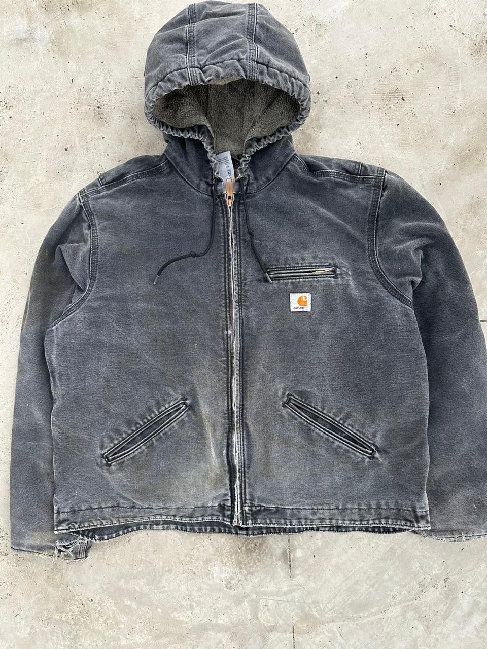 Carhartt × Vintage Vintage Carhartt hooded jacket faded black Size XL / US 12-14 / IT 48-50 - 1 Thumbnail
