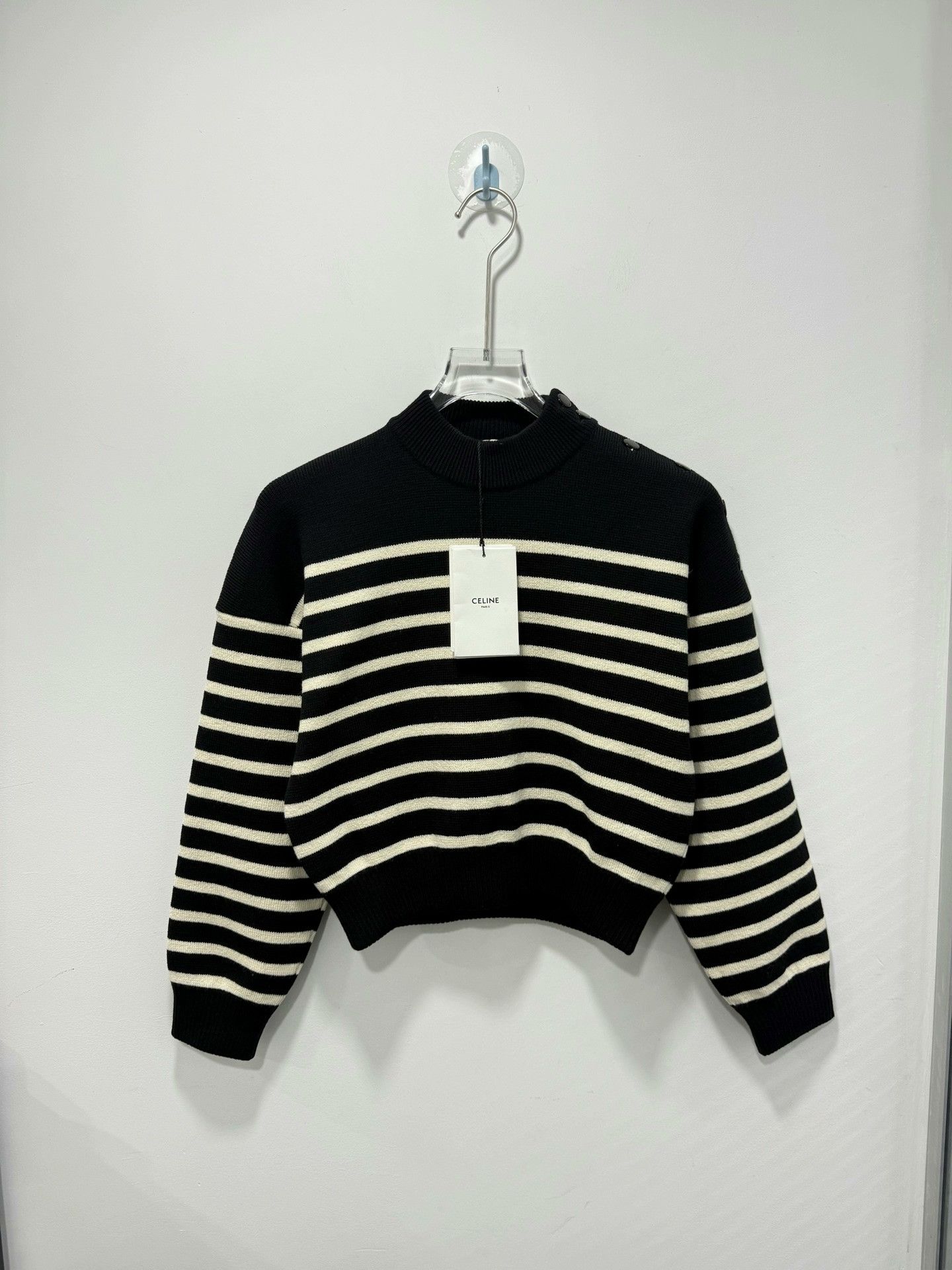 Celine Celine Black Striped Knit Long Sleeve Size S / US 4 / IT 40 - 1 Thumbnail