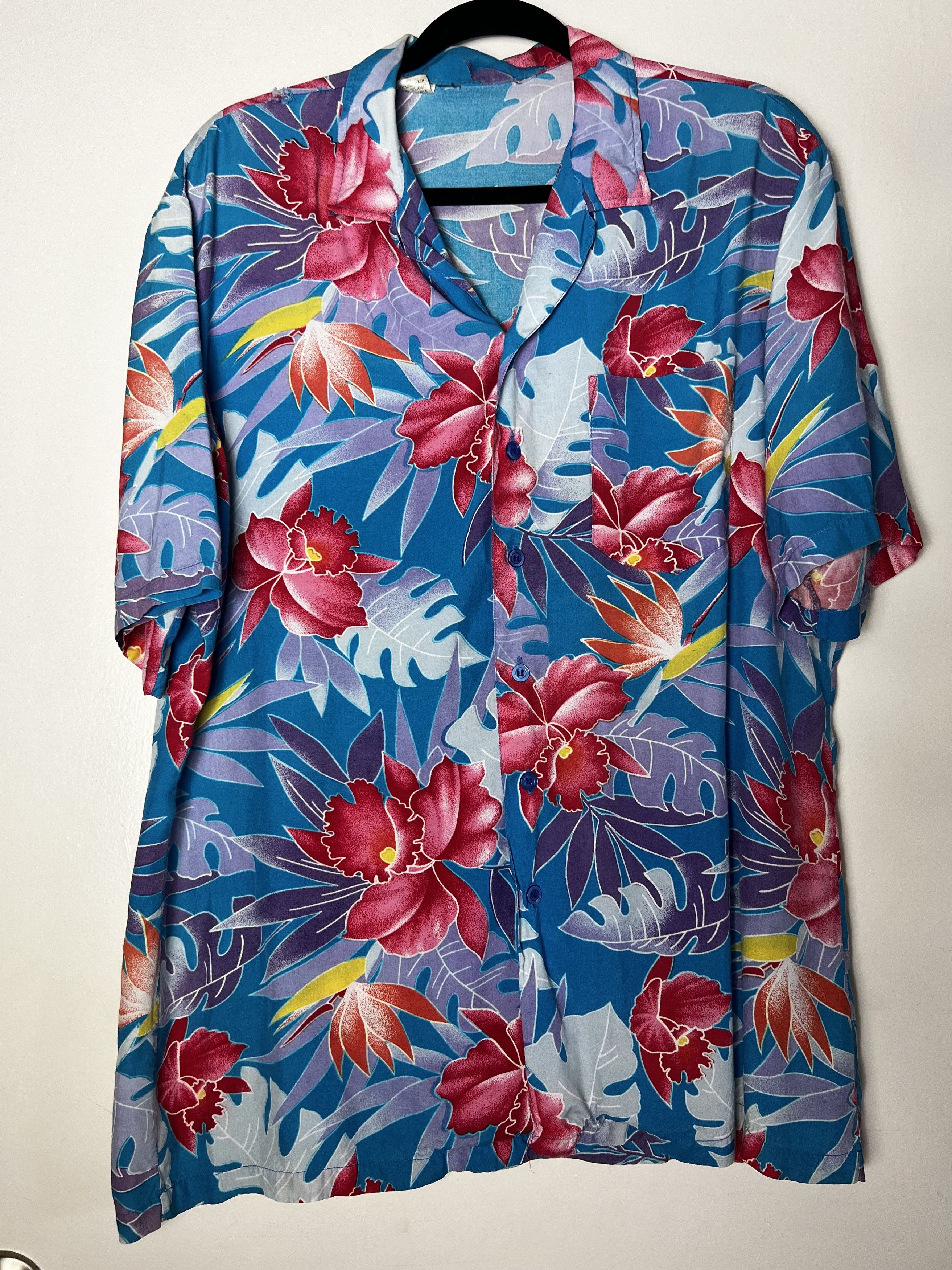 Vintage Vintage Single Stitch Floral Hawaiian Print Luau Shirt Size US L / EU 52-54 / 3 - 9 Thumbnail