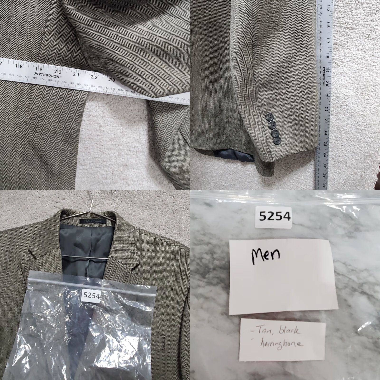 Chaps Chaps Blazer Jacket Men's 42R Tan Black Herringbone 100% Wool Single Breasted Size 42R - 10 Thumbnail