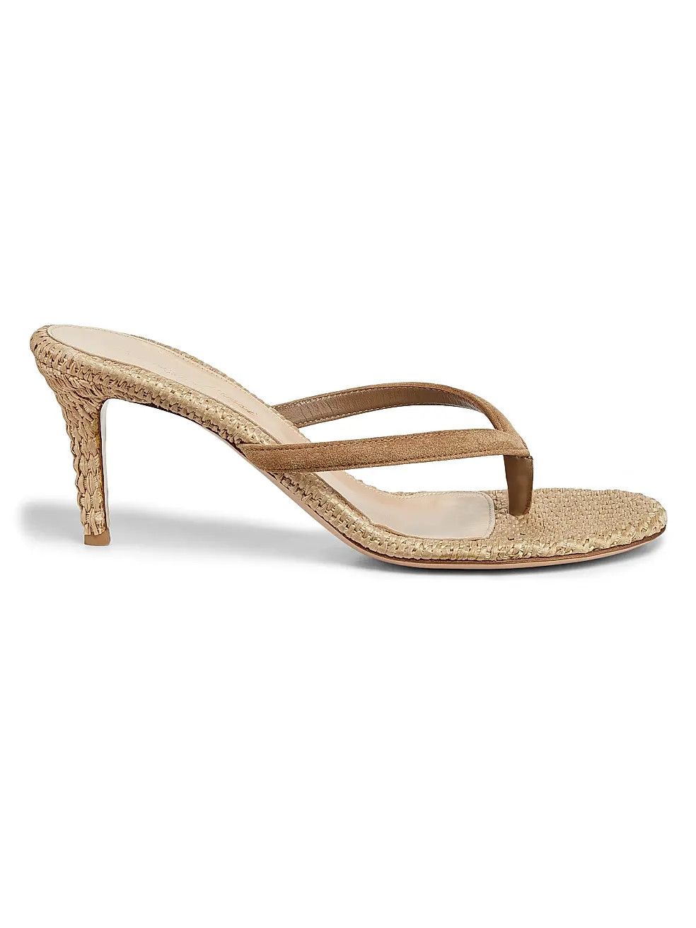 os11x0126 Calypso 80mm Suede & Raffia Sandals in Beige