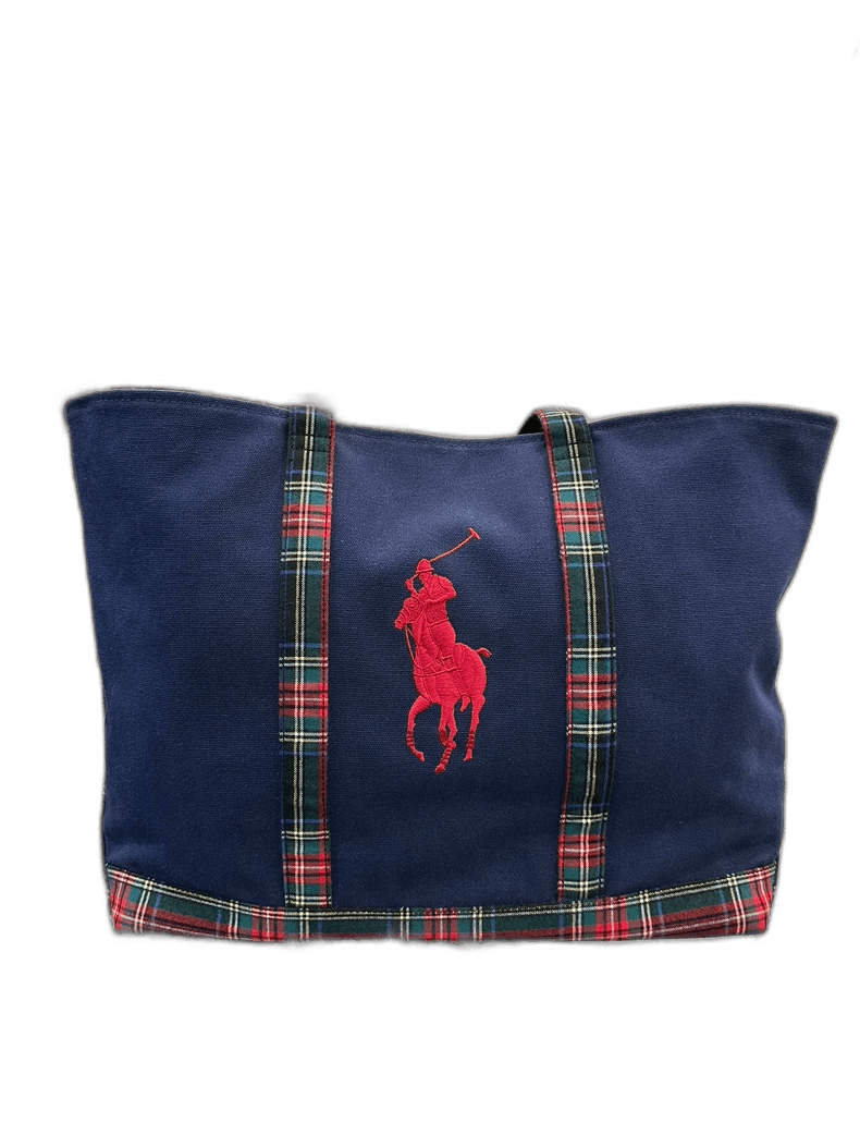 Ralph Laurent Red Plaid Tote Bag, Men's