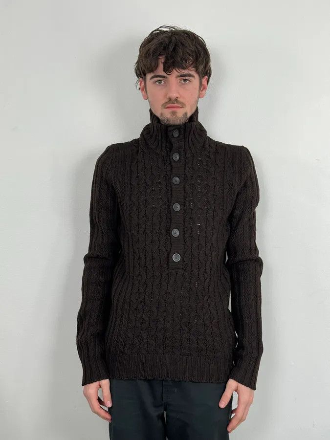 Daniele Alessandrini 2000s Daniele Alessandrini Brown Wool Buttoned Sweater Size US M / EU 48-50 / 2 - 1 Thumbnail