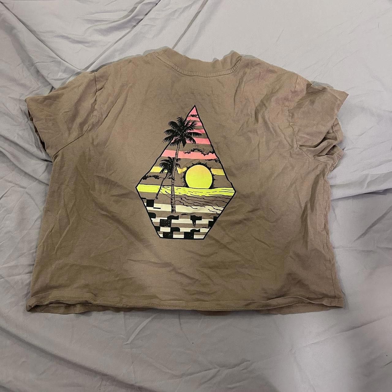 Volcom Volcom Women's Tan and Pink Tshirt Size XL / US 12-14 / IT 48-50 - 2 Thumbnail